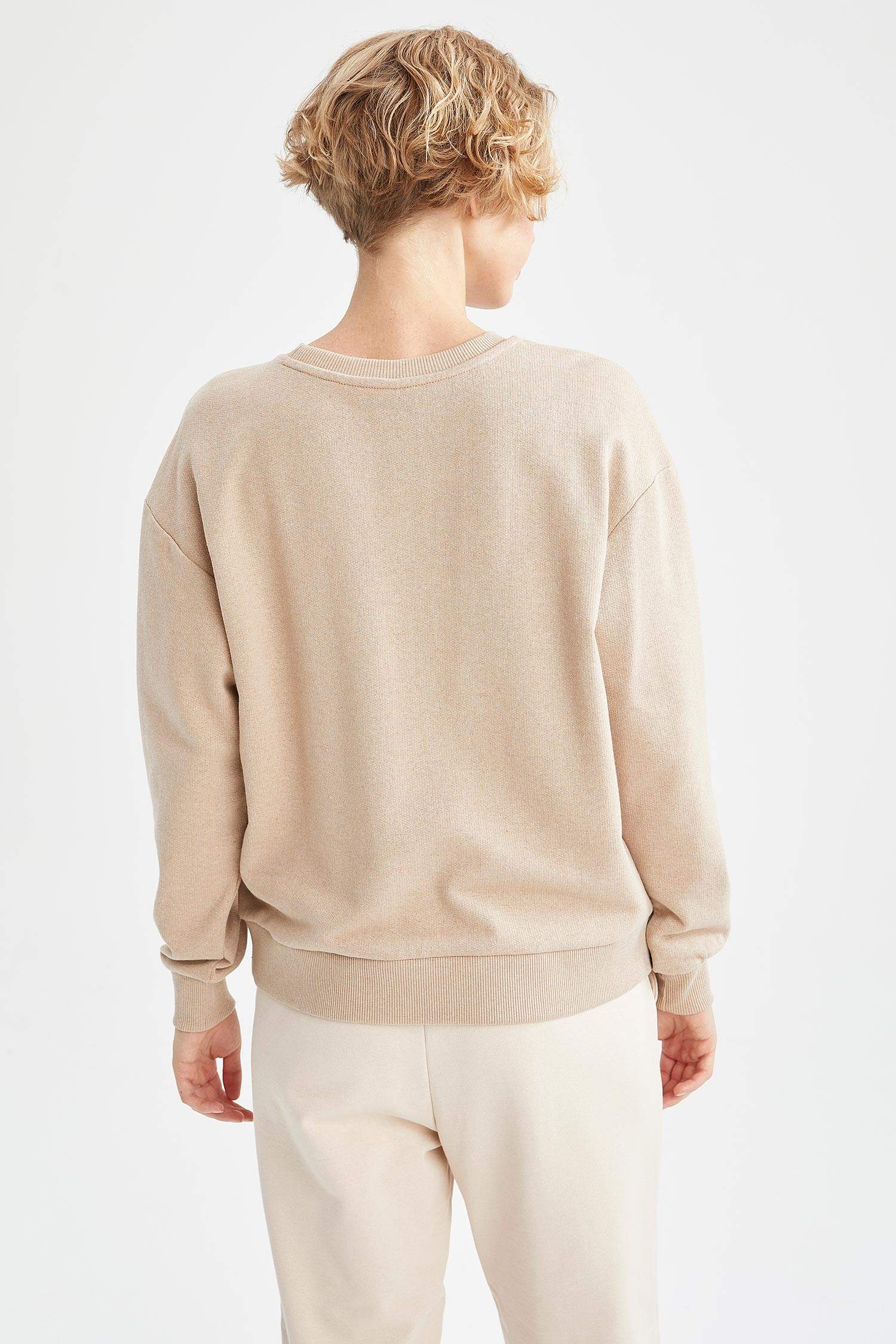 Slogan Baskılı Bisiklet Yaka Relax Fit Sweatshirt