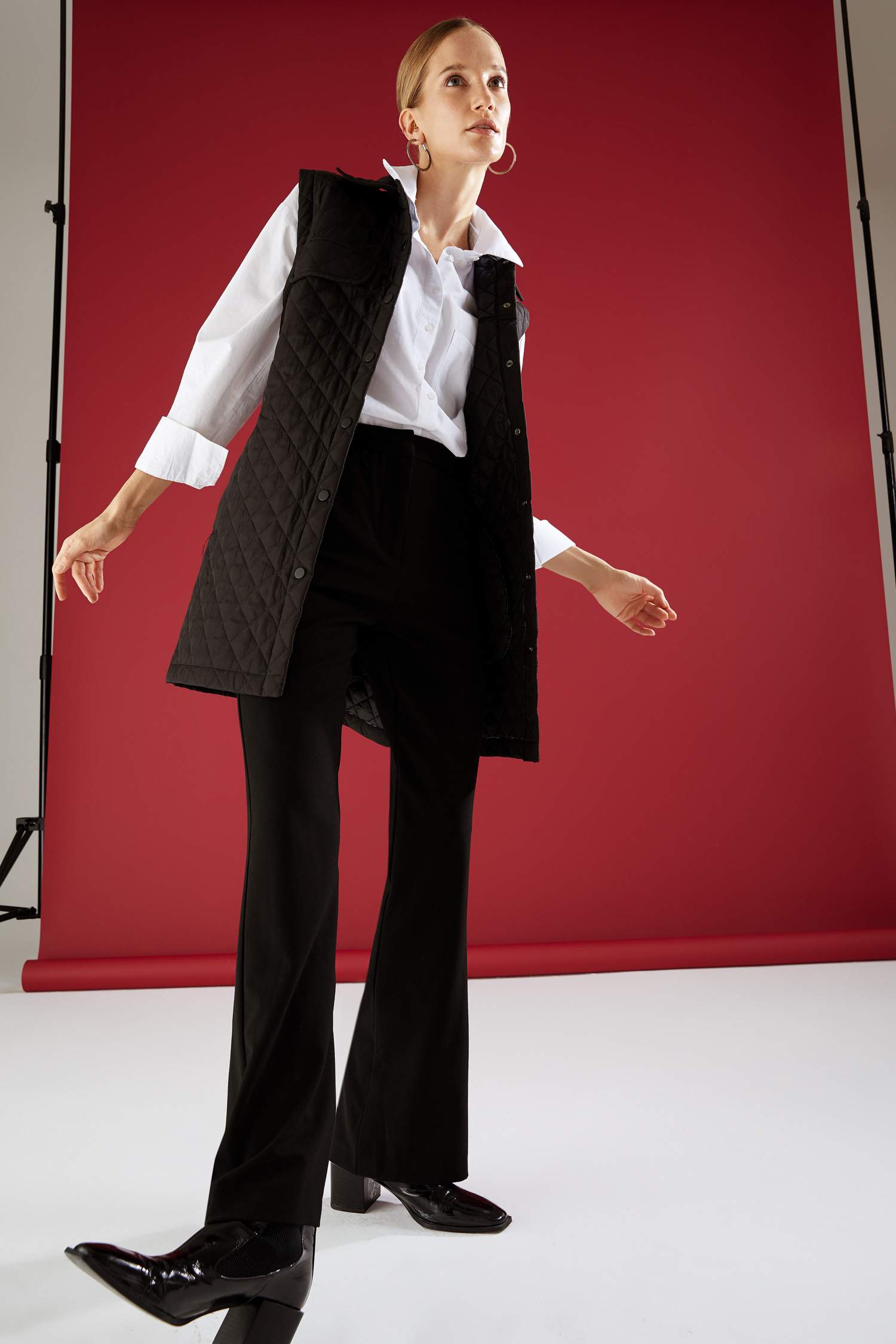 Yırtmaç Detaylı Straight Fit Geniş Paça Palazzo Pantolon