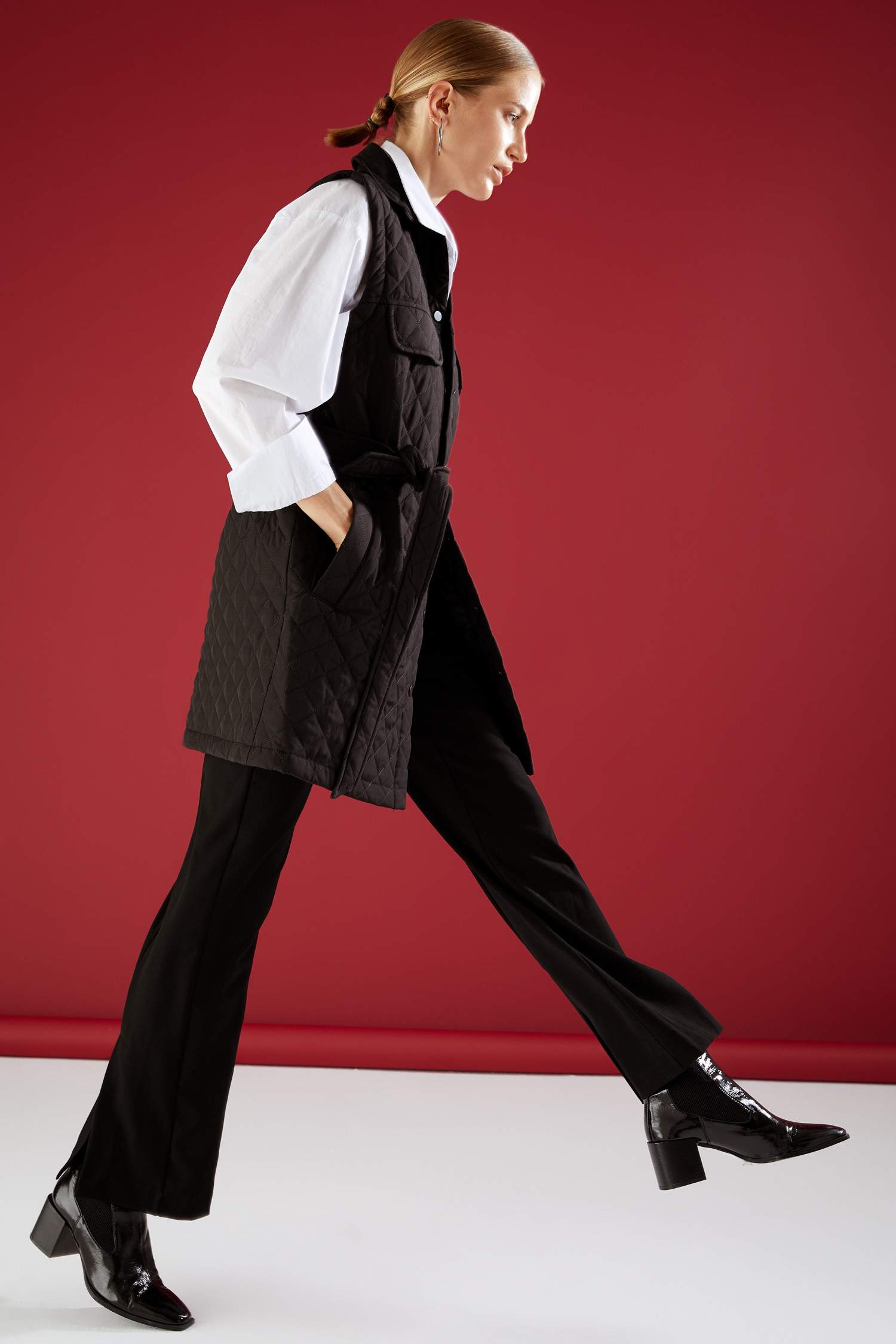 Yırtmaç Detaylı Straight Fit Geniş Paça Palazzo Pantolon