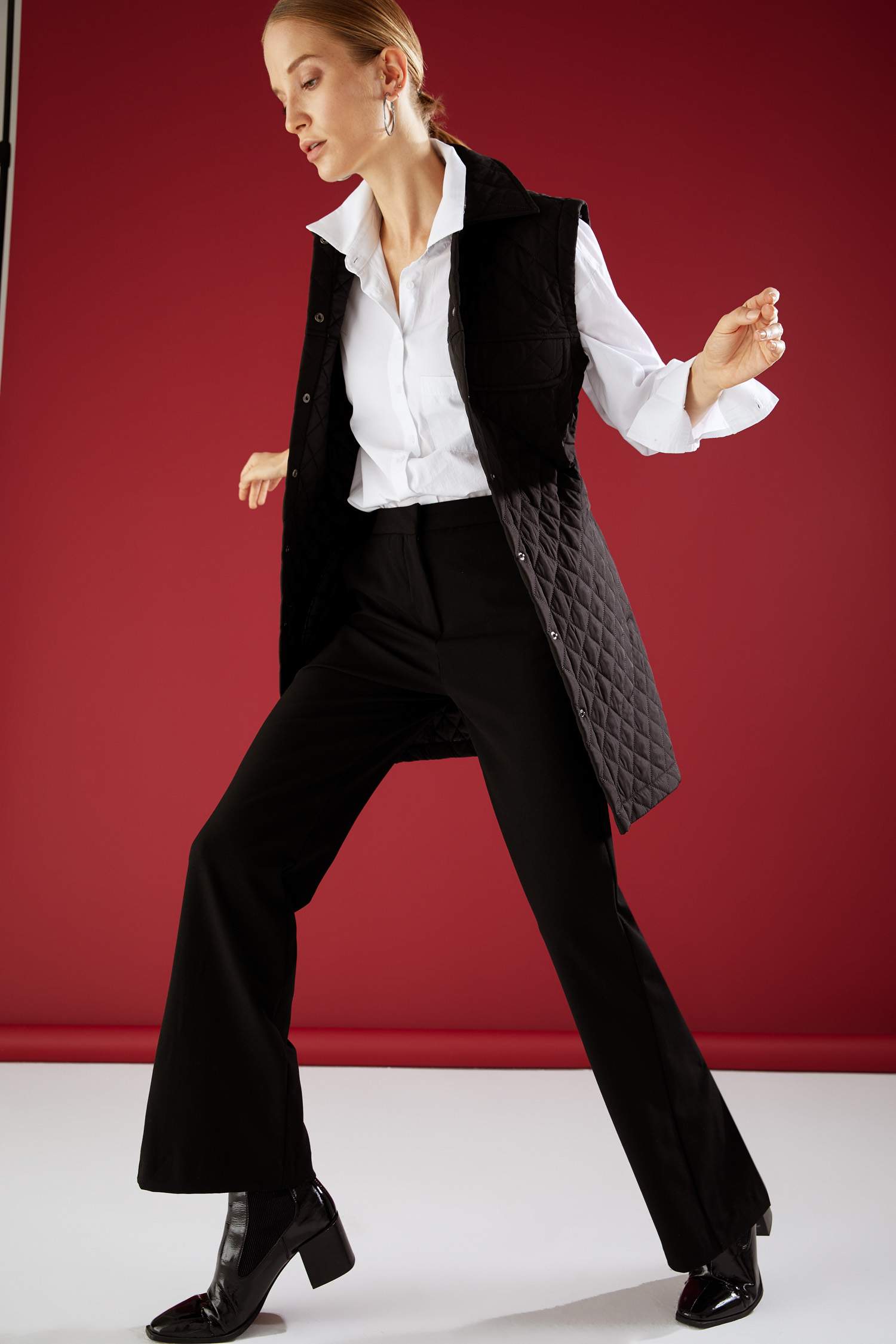 Yırtmaç Detaylı Straight Fit Geniş Paça Palazzo Pantolon