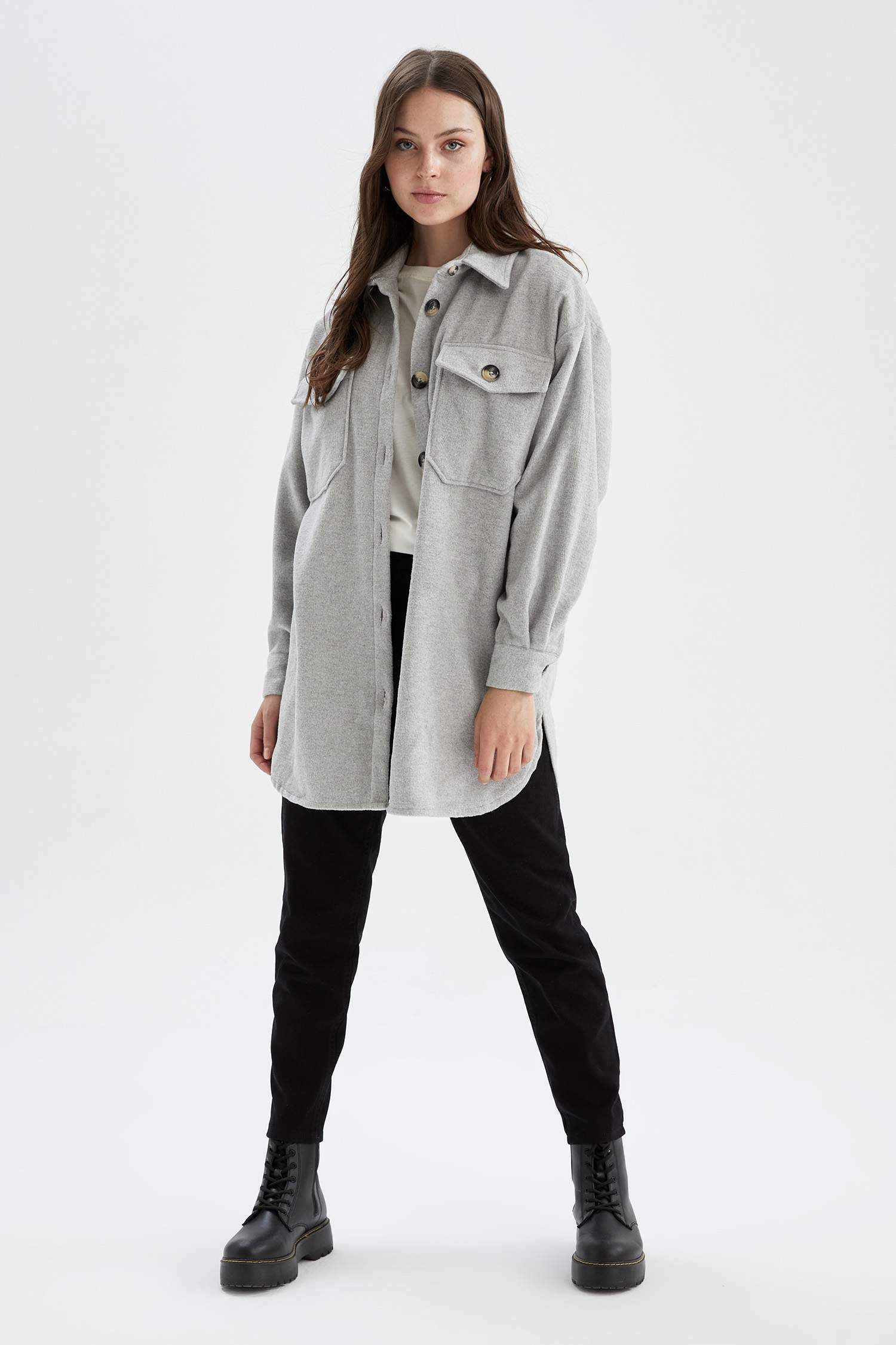 Oversize Fit Flanel Oduncu Gömlek Ceket