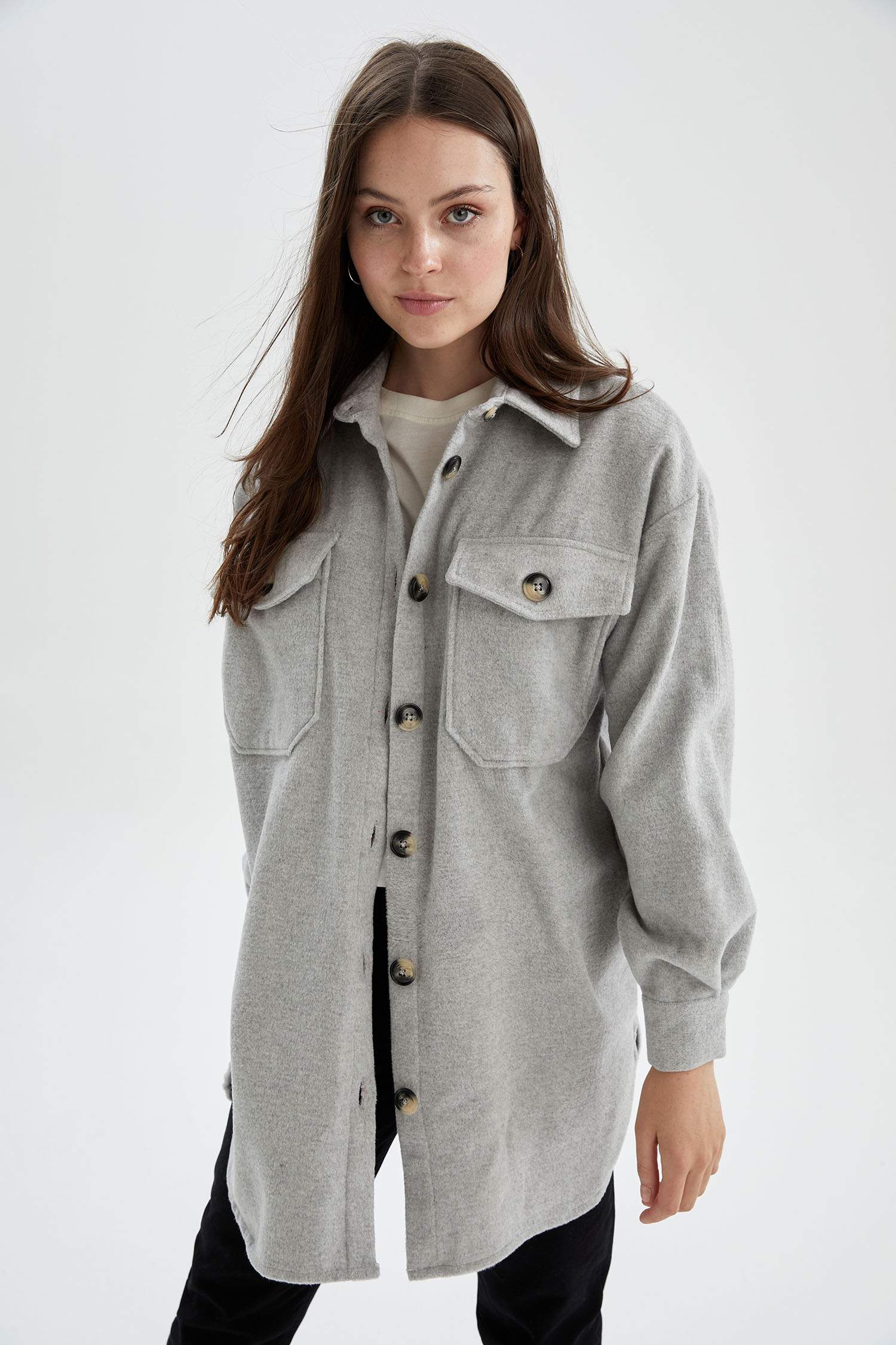 Oversize Fit Flanel Oduncu Gömlek Ceket