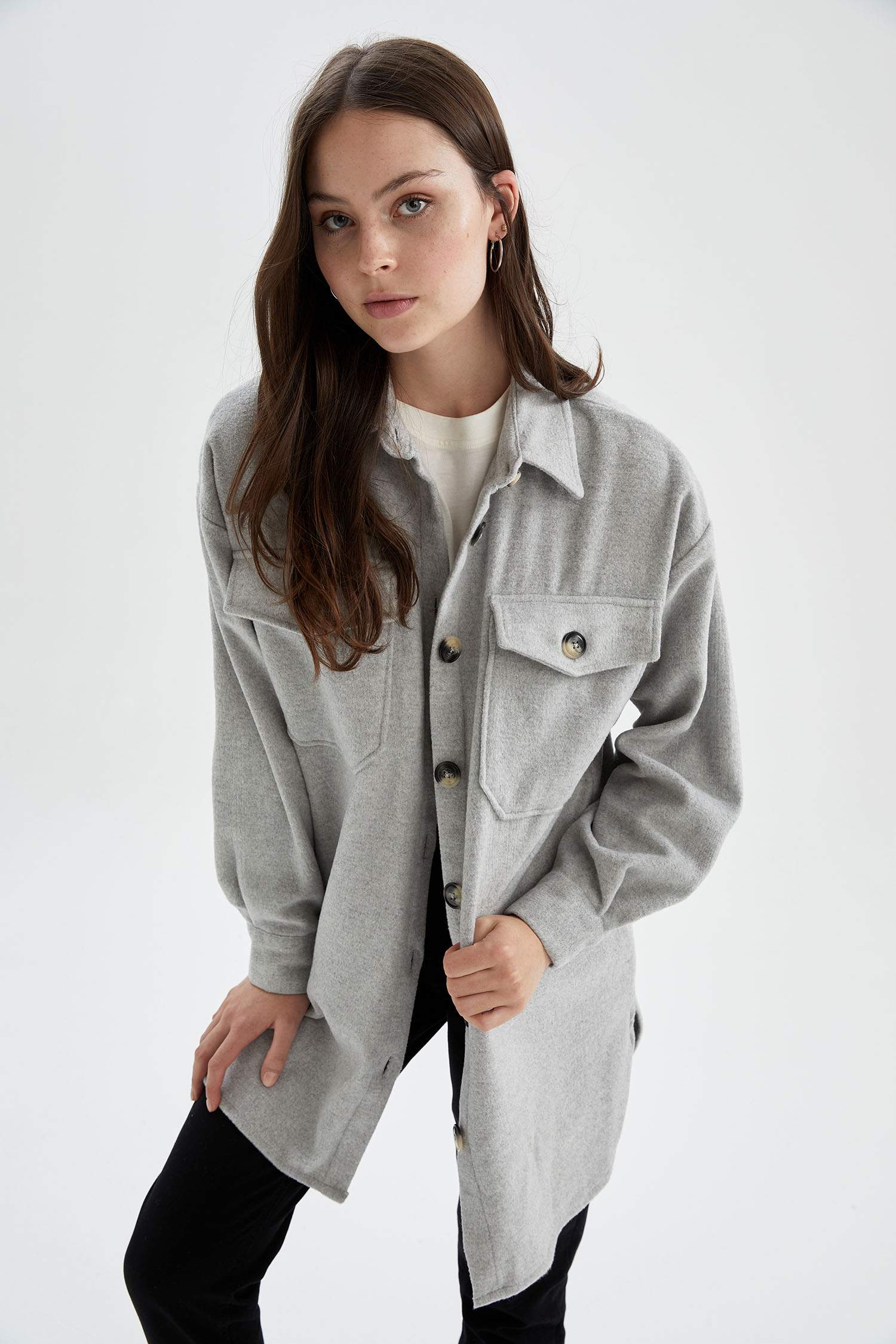Oversize Fit Flanel Oduncu Gömlek Ceket