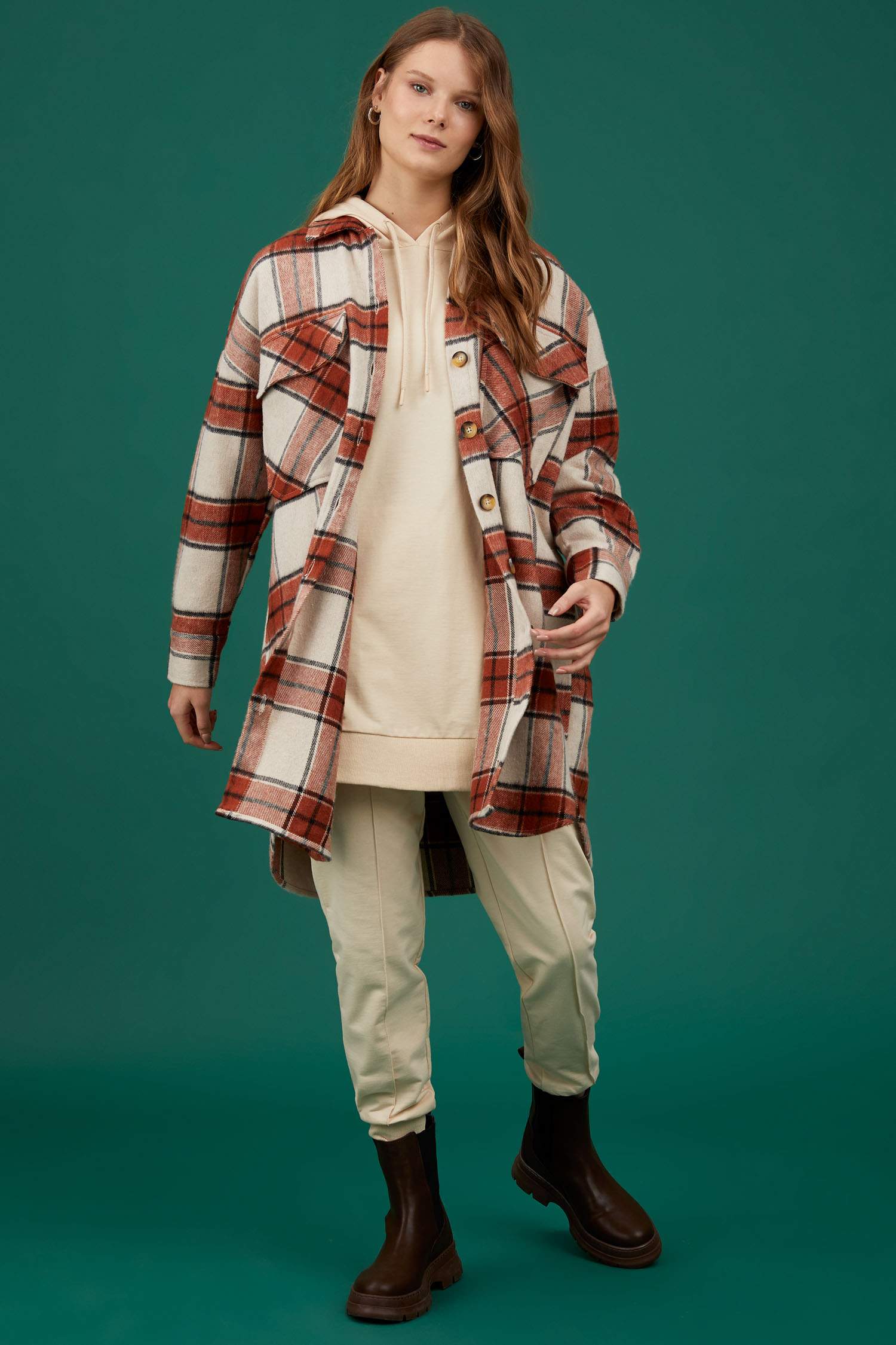 Kareli Oversize Fit Oduncu Gömlek Ceket