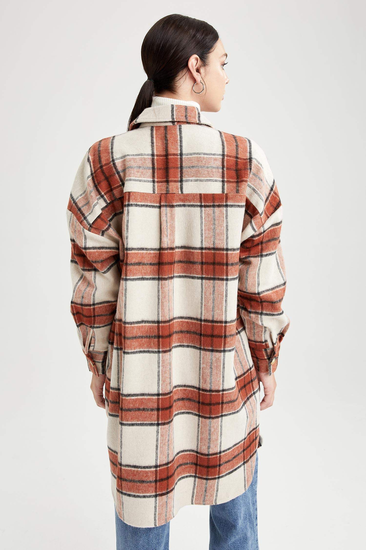 Kareli Oversize Fit Oduncu Gömlek Ceket