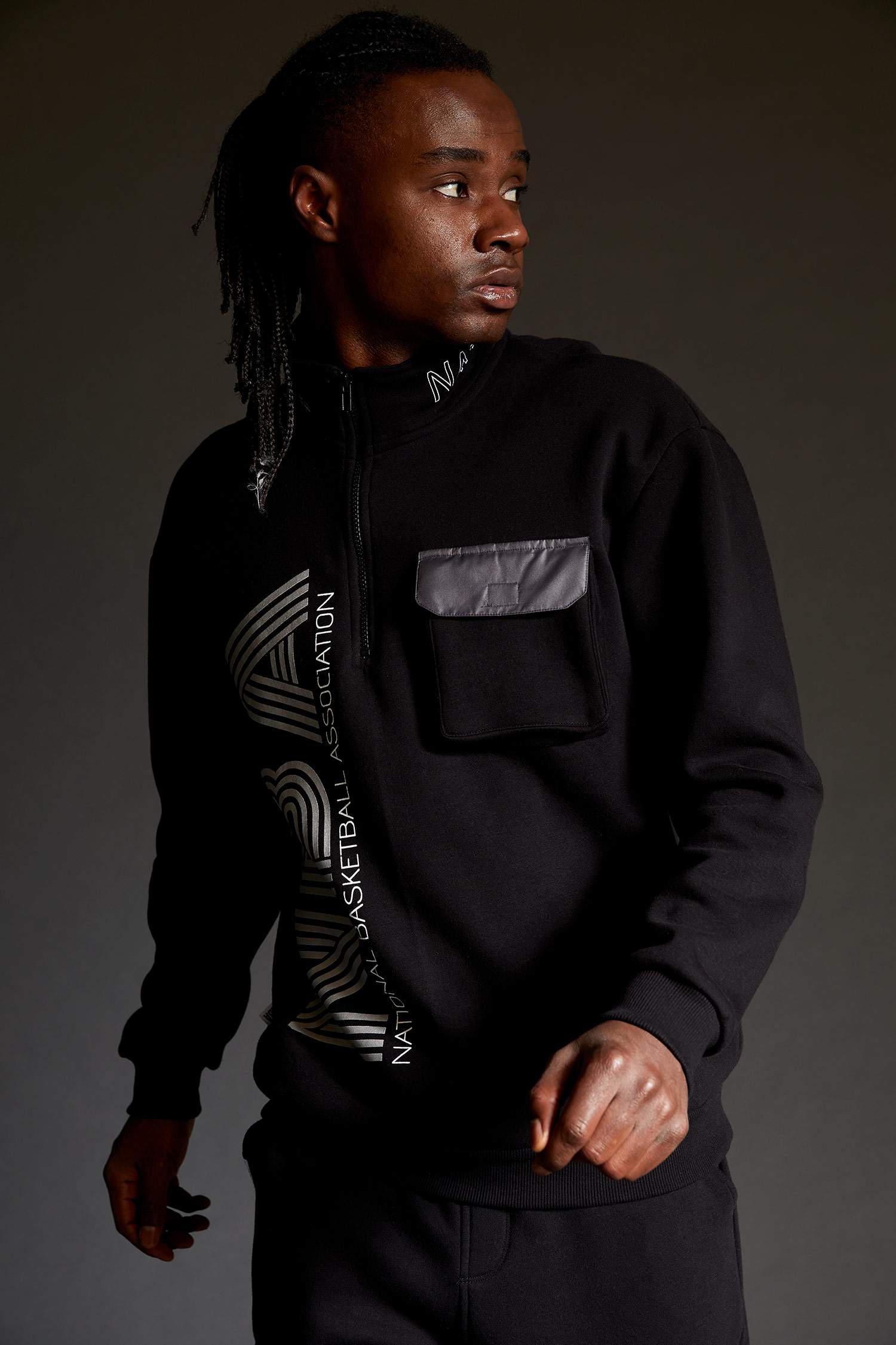 NBA Lisanslı Oversize Fit Yarım Fermuarlı İçi Yumuşak Tüylü Sweatshirt
