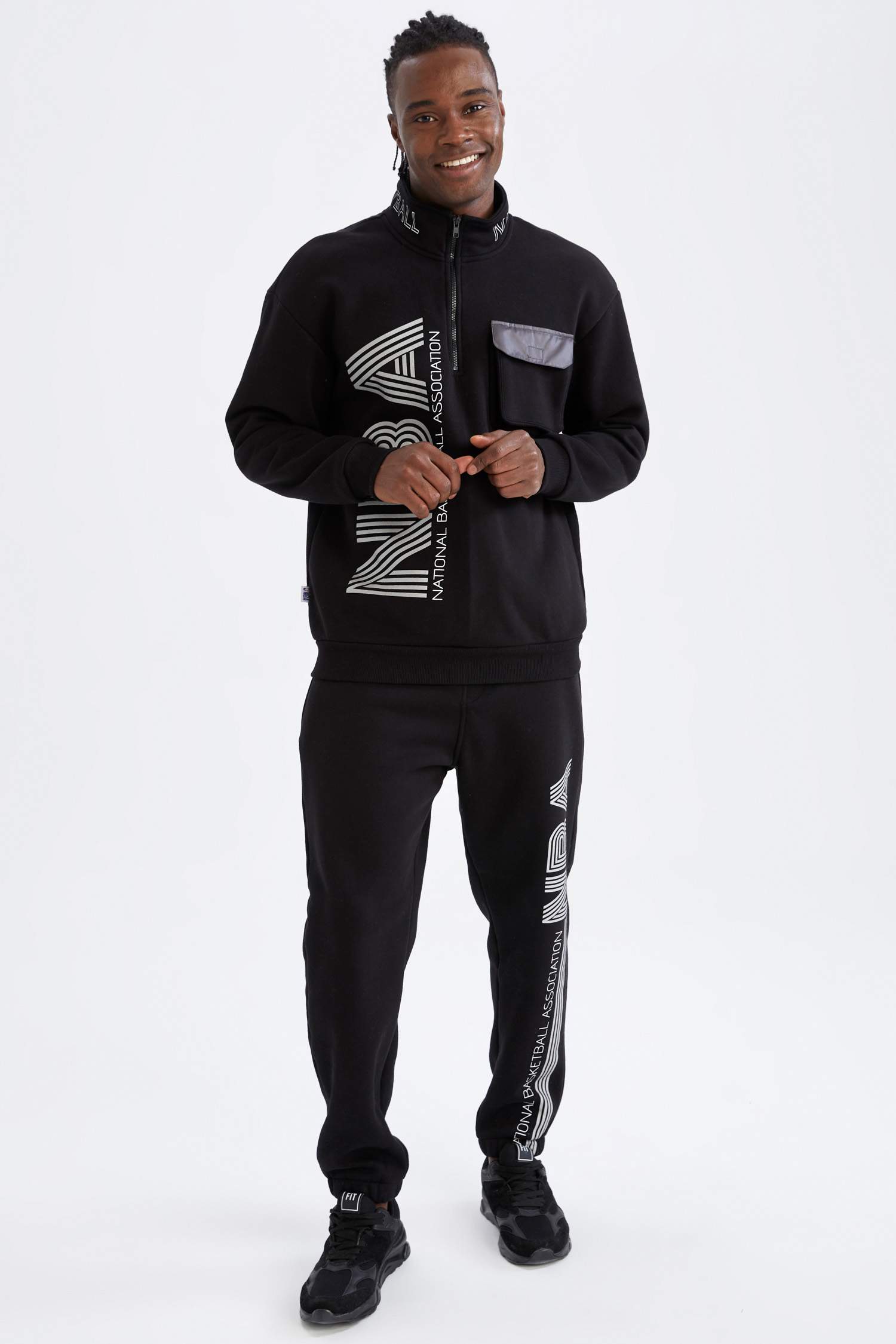 NBA Lisanslı Oversize Fit Yarım Fermuarlı İçi Yumuşak Tüylü Sweatshirt