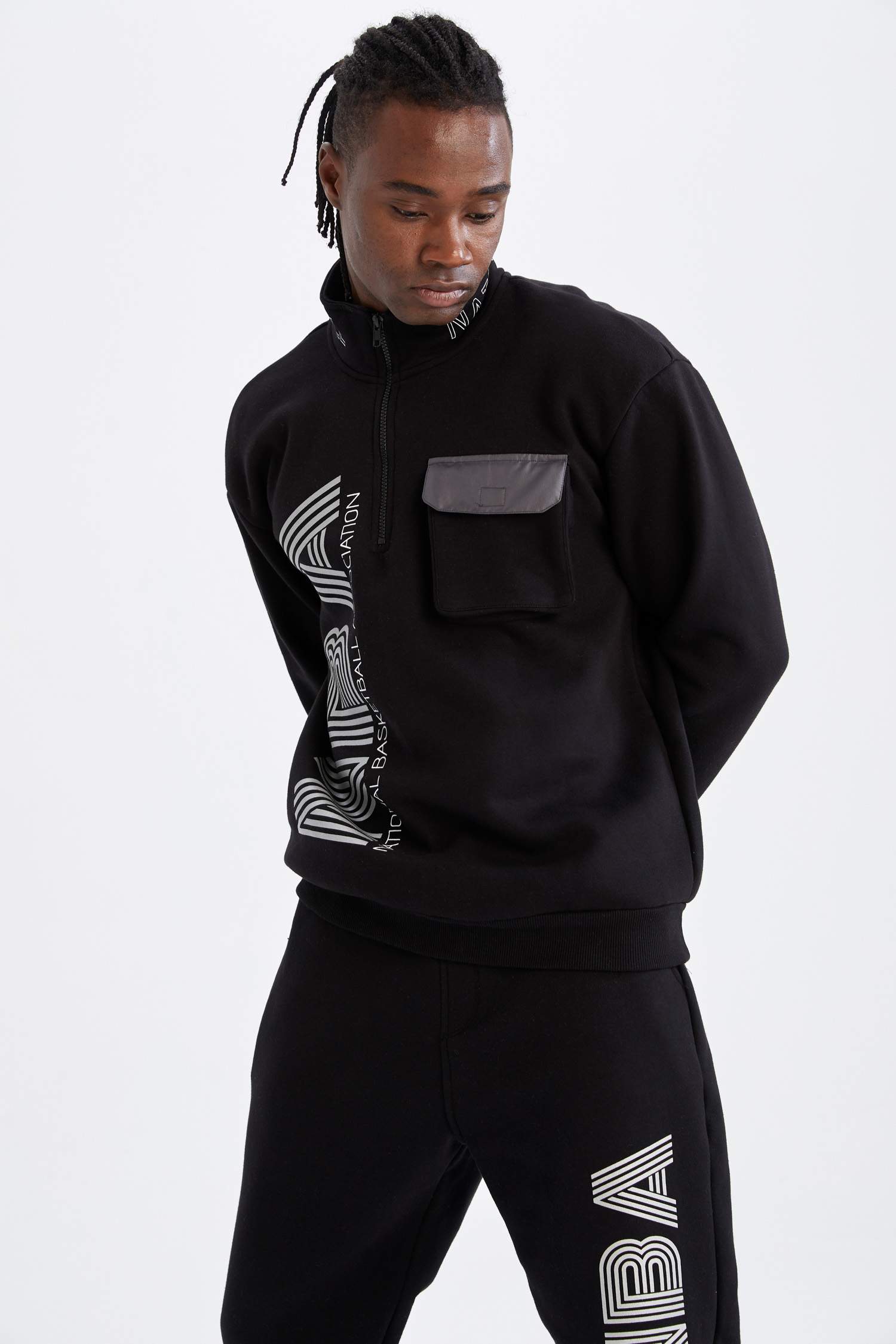 NBA Lisanslı Oversize Fit Yarım Fermuarlı İçi Yumuşak Tüylü Sweatshirt