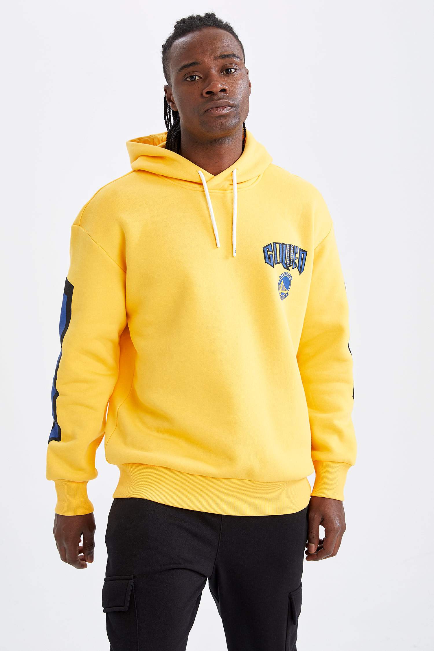NBA Golden State Warriors Lisanslı Oversize Fit Kapüşonlu Sırt Baskılı Sweatshirt