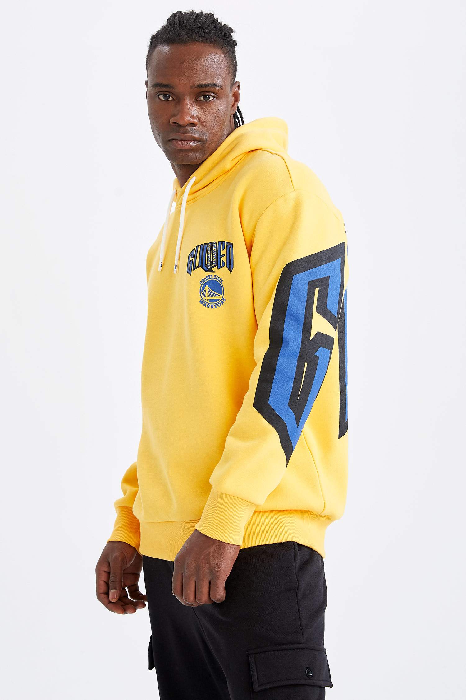 NBA Golden State Warriors Lisanslı Oversize Fit Kapüşonlu Sırt Baskılı Sweatshirt