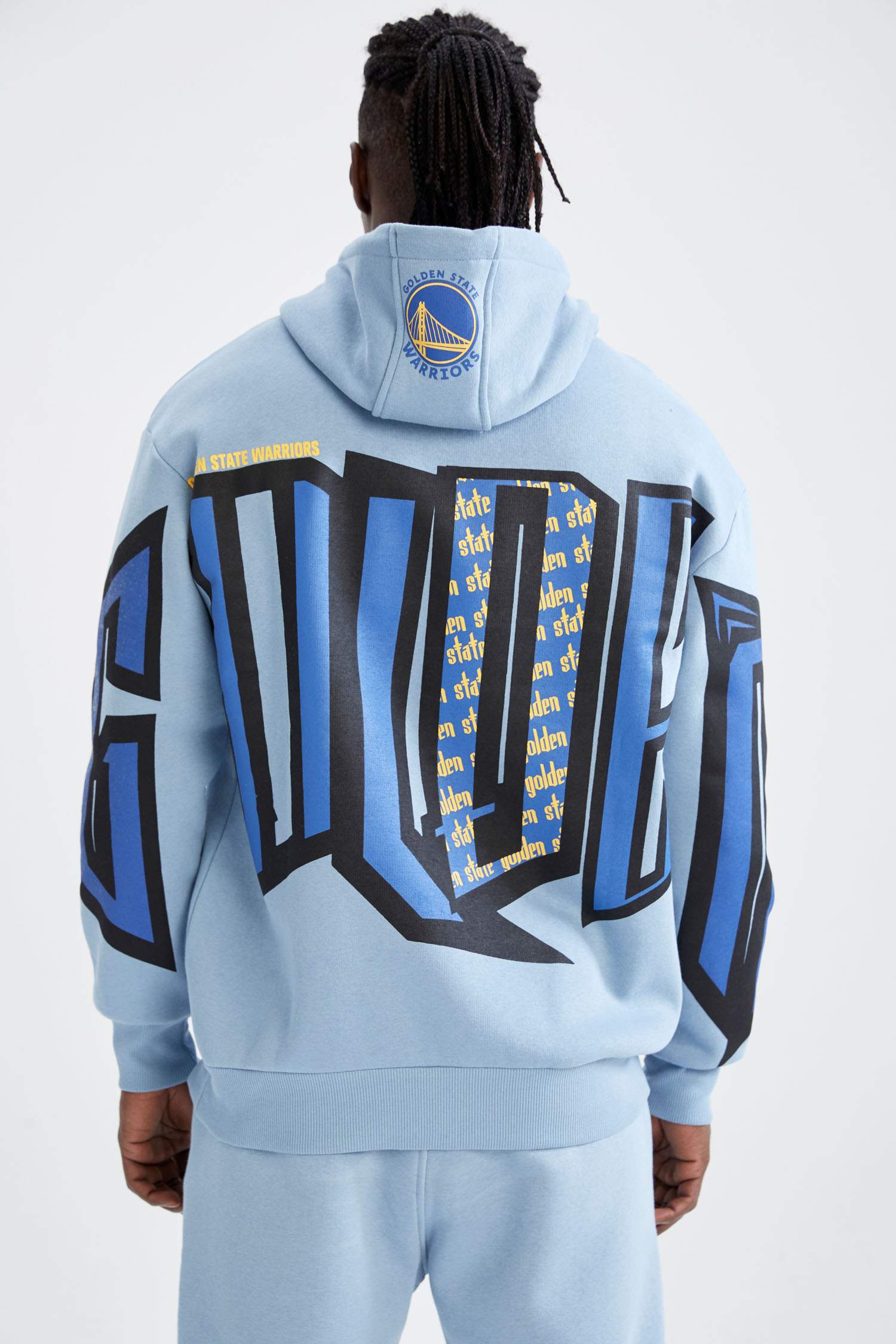 NBA Golden State Warriors Lisanslı Oversize Fit Kapüşonlu Sırt Baskılı Sweatshirt