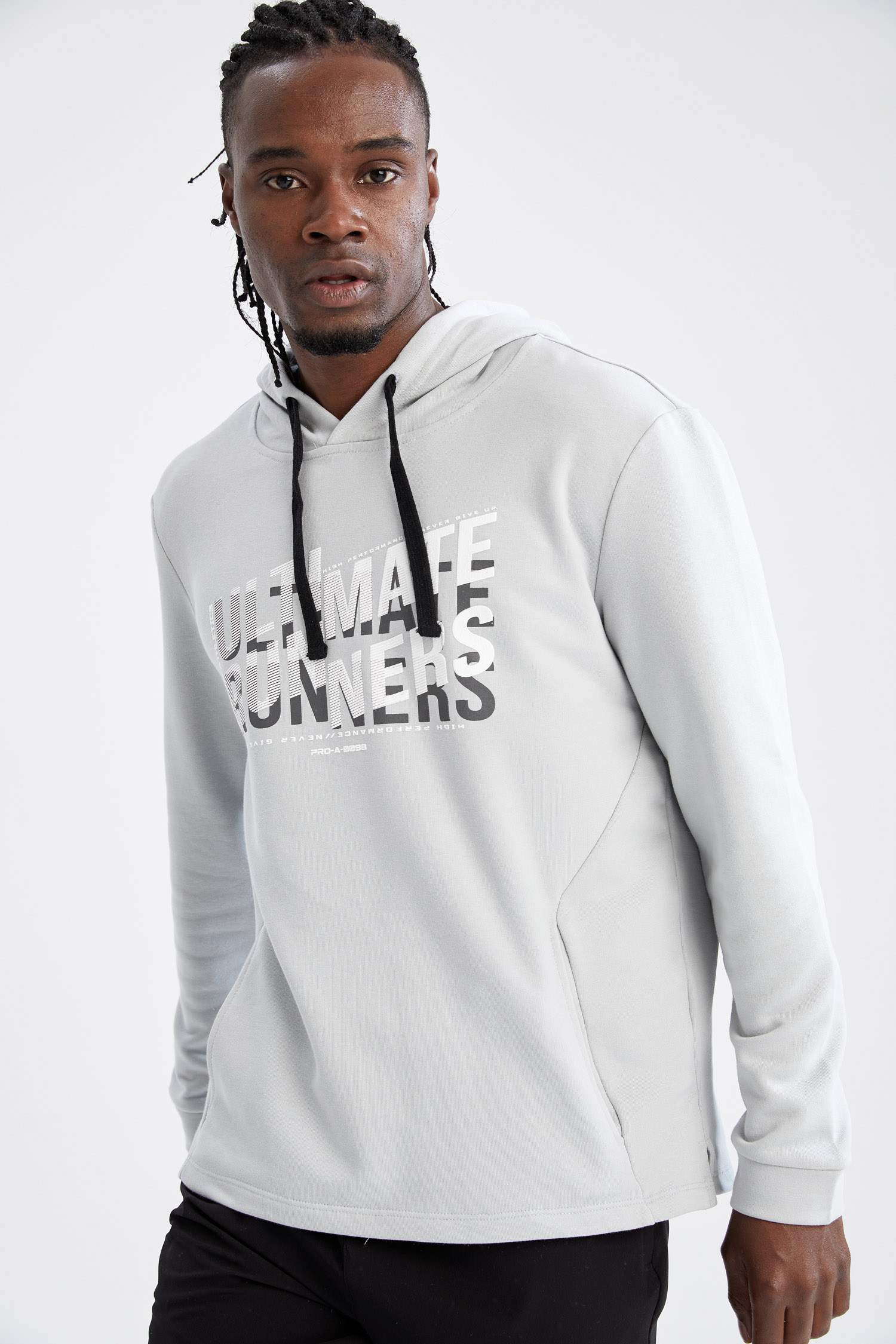 Standart Fit Kapüşonlu Slogan Baskılı Pamuklu Sweatshirt