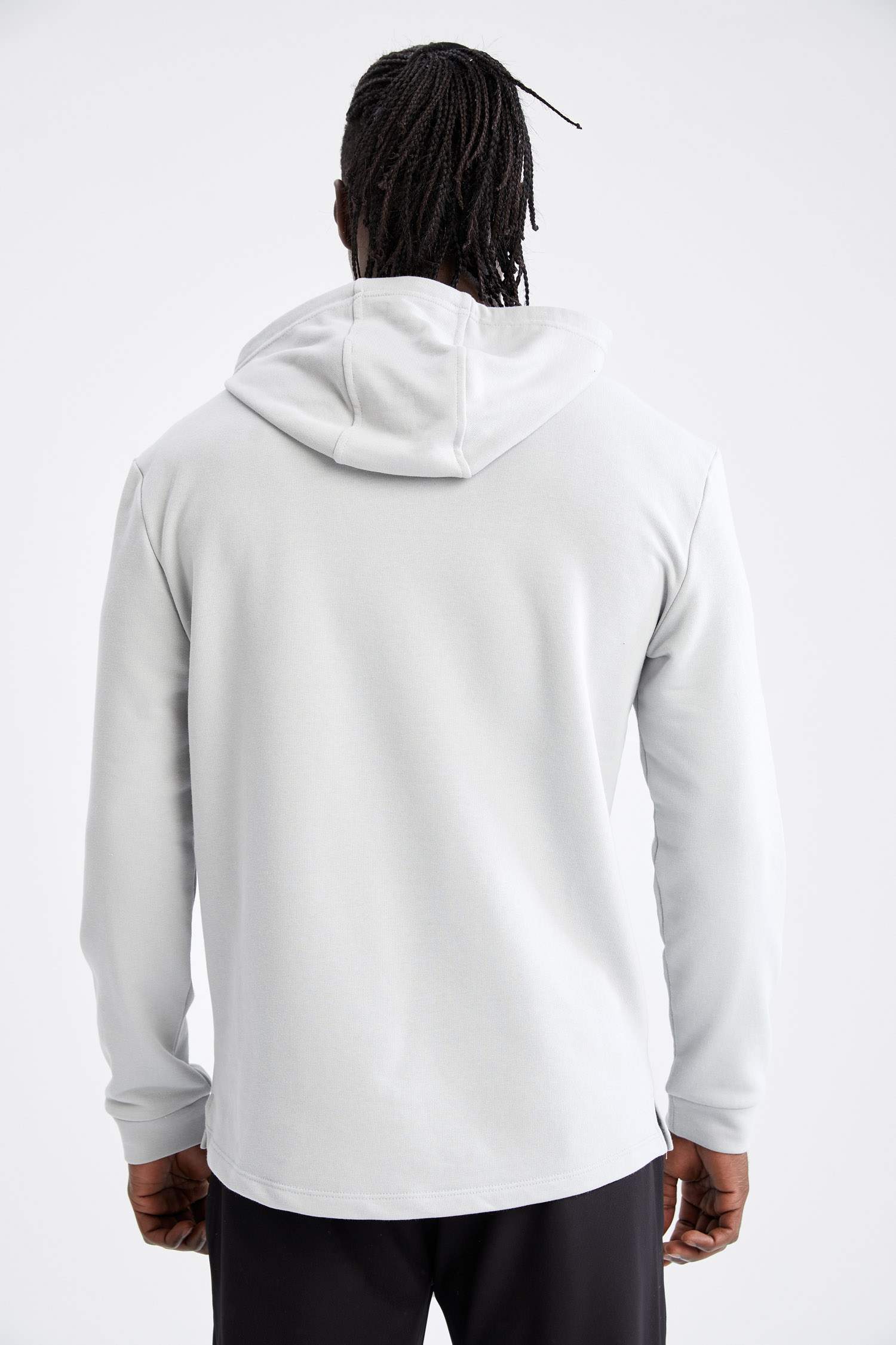 Standart Fit Kapüşonlu Slogan Baskılı Pamuklu Sweatshirt