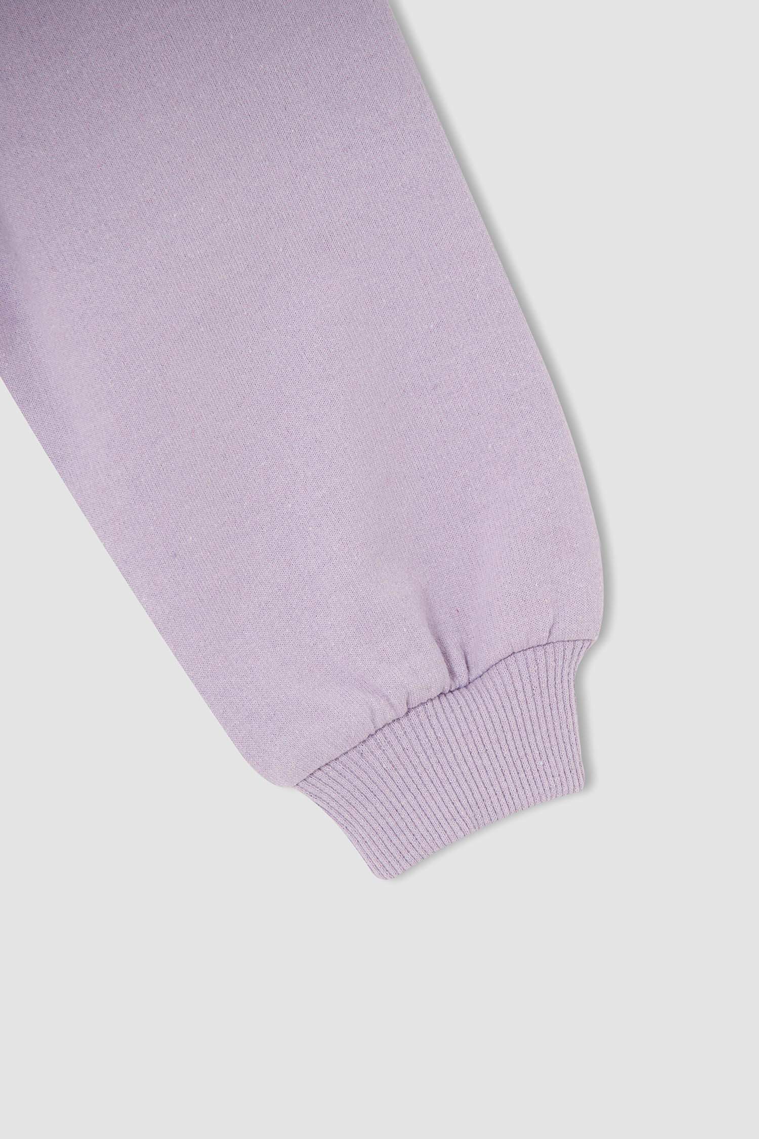 Kız Çocuk Crop Bisiklet Yaka Baskılı 2'li Sweatshirt