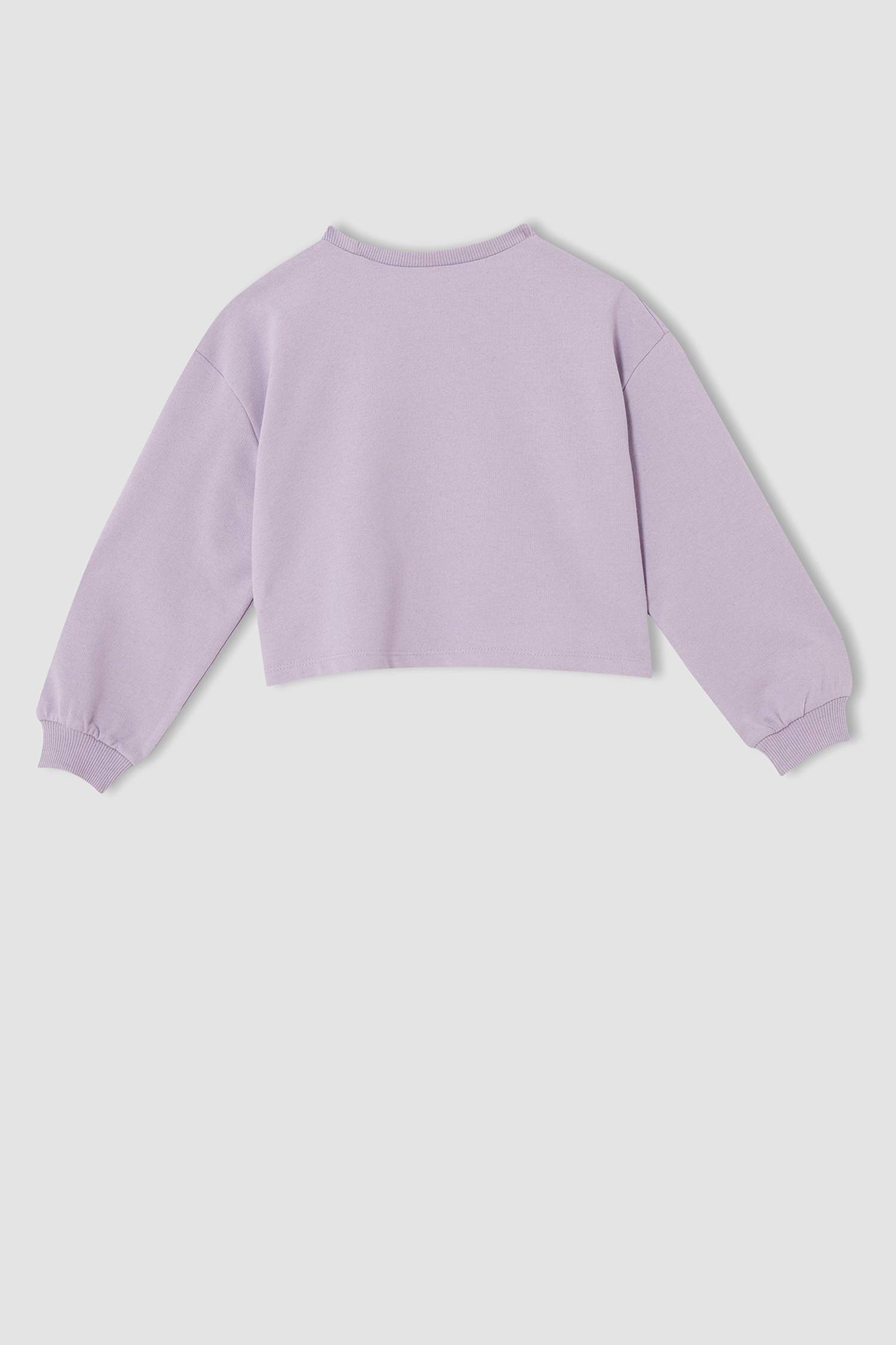 Kız Çocuk Crop Bisiklet Yaka Baskılı 2'li Sweatshirt