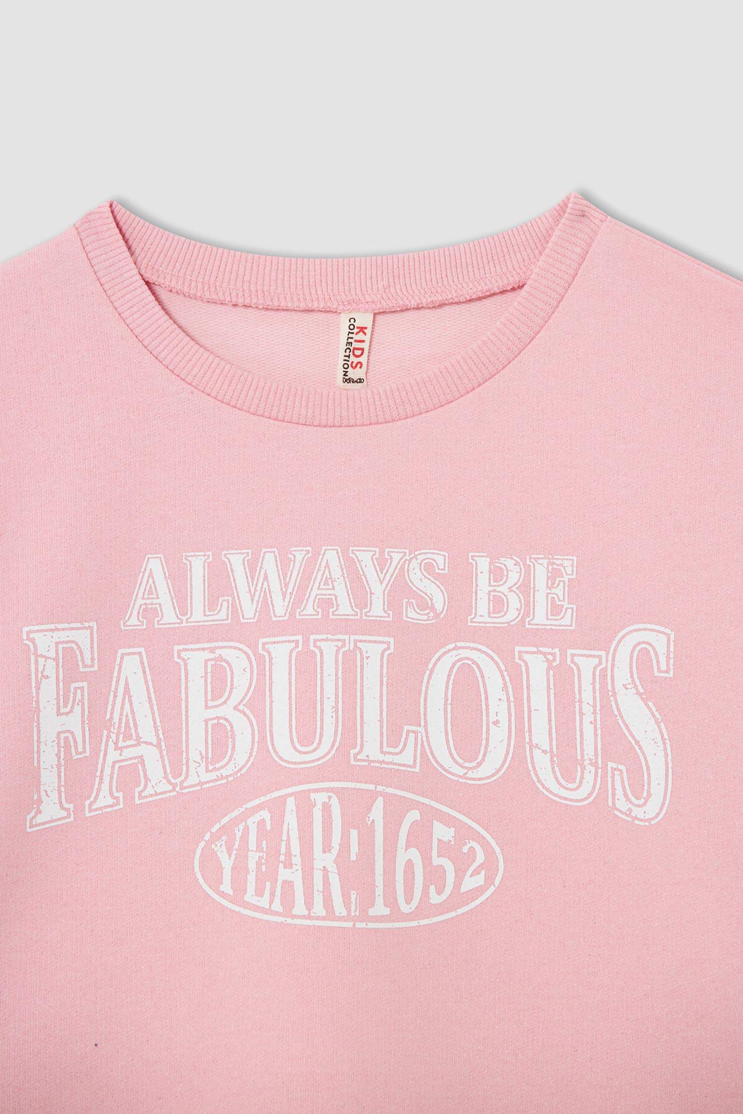 Kız Çocuk Crop Bisiklet Yaka Baskılı 2'li Sweatshirt