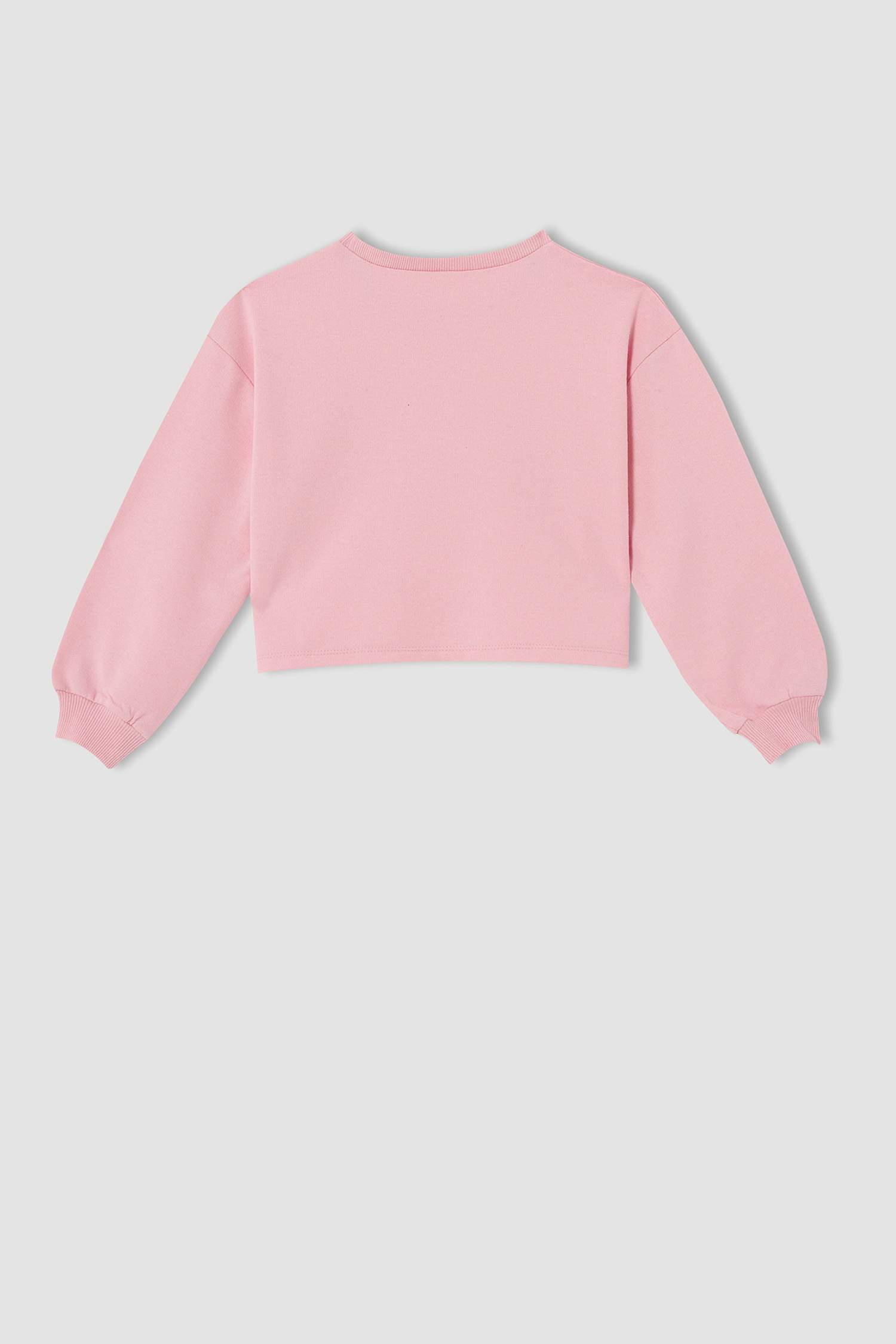 Kız Çocuk Crop Bisiklet Yaka Baskılı 2'li Sweatshirt