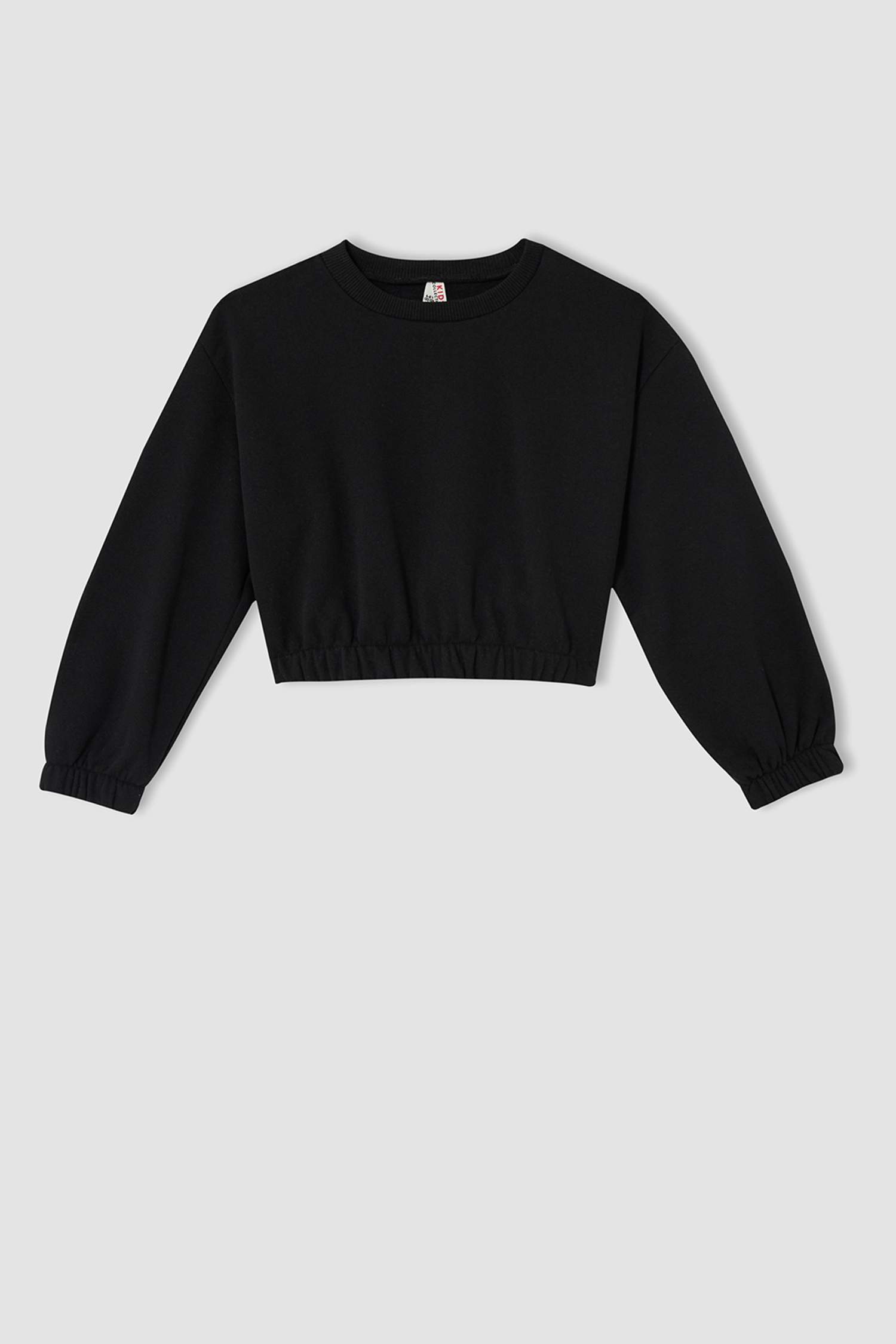 Kız Çocuk Crop Bisiklet Yaka Baskılı 2'li Sweatshirt