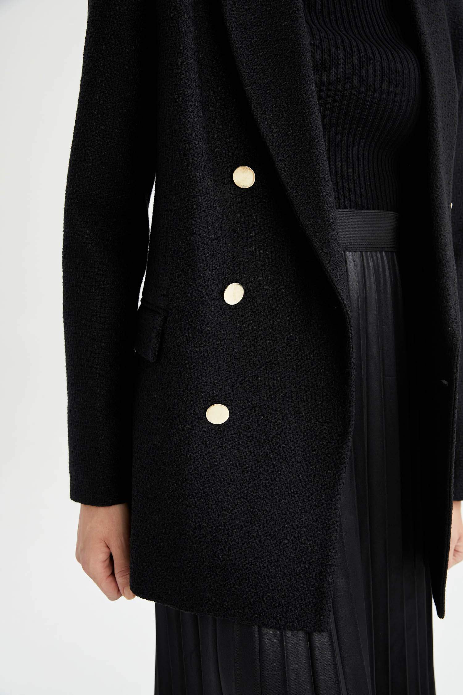 Oversize Fit Dokulu Tuvit Blazer Ceket