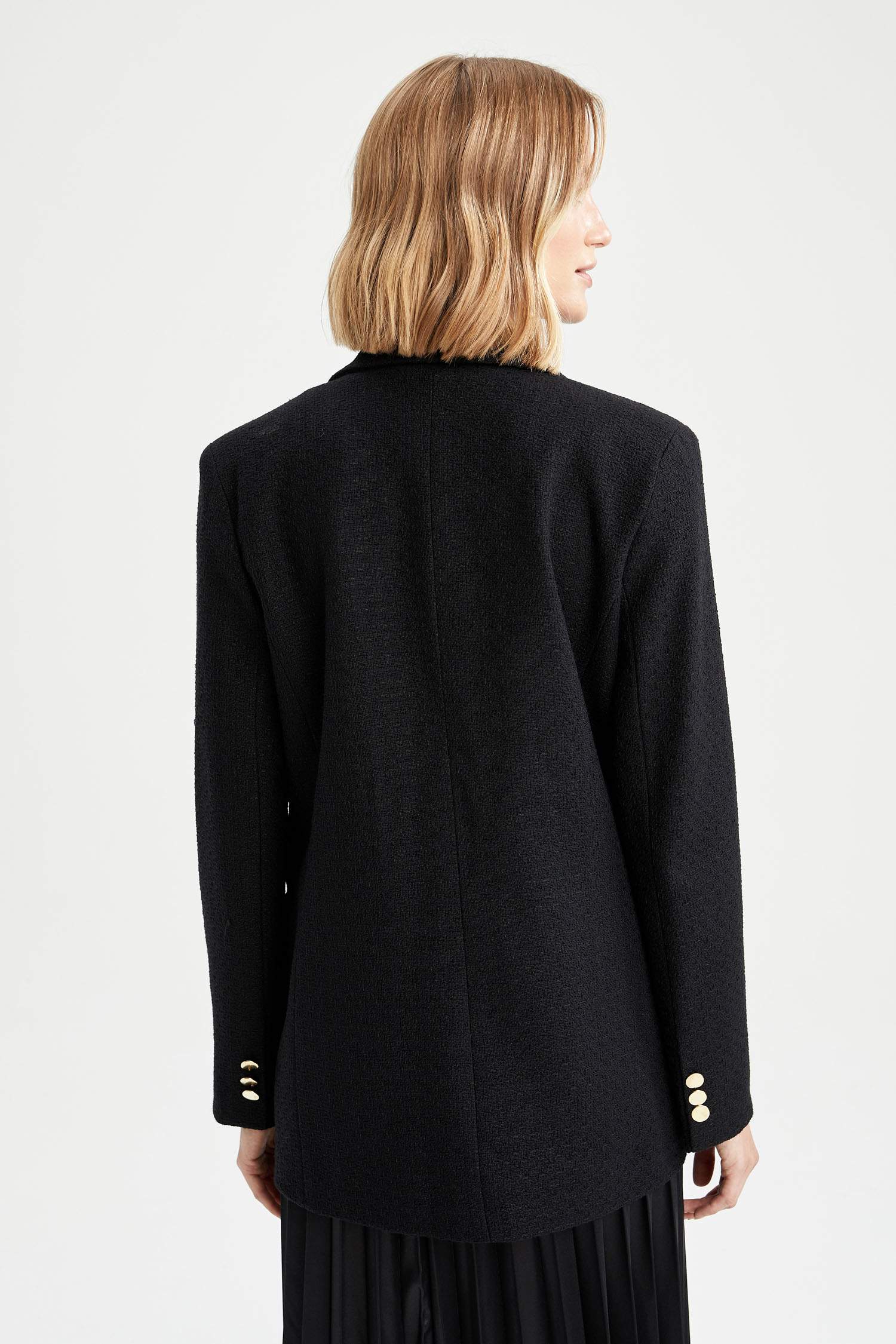 Oversize Fit Dokulu Tuvit Blazer Ceket