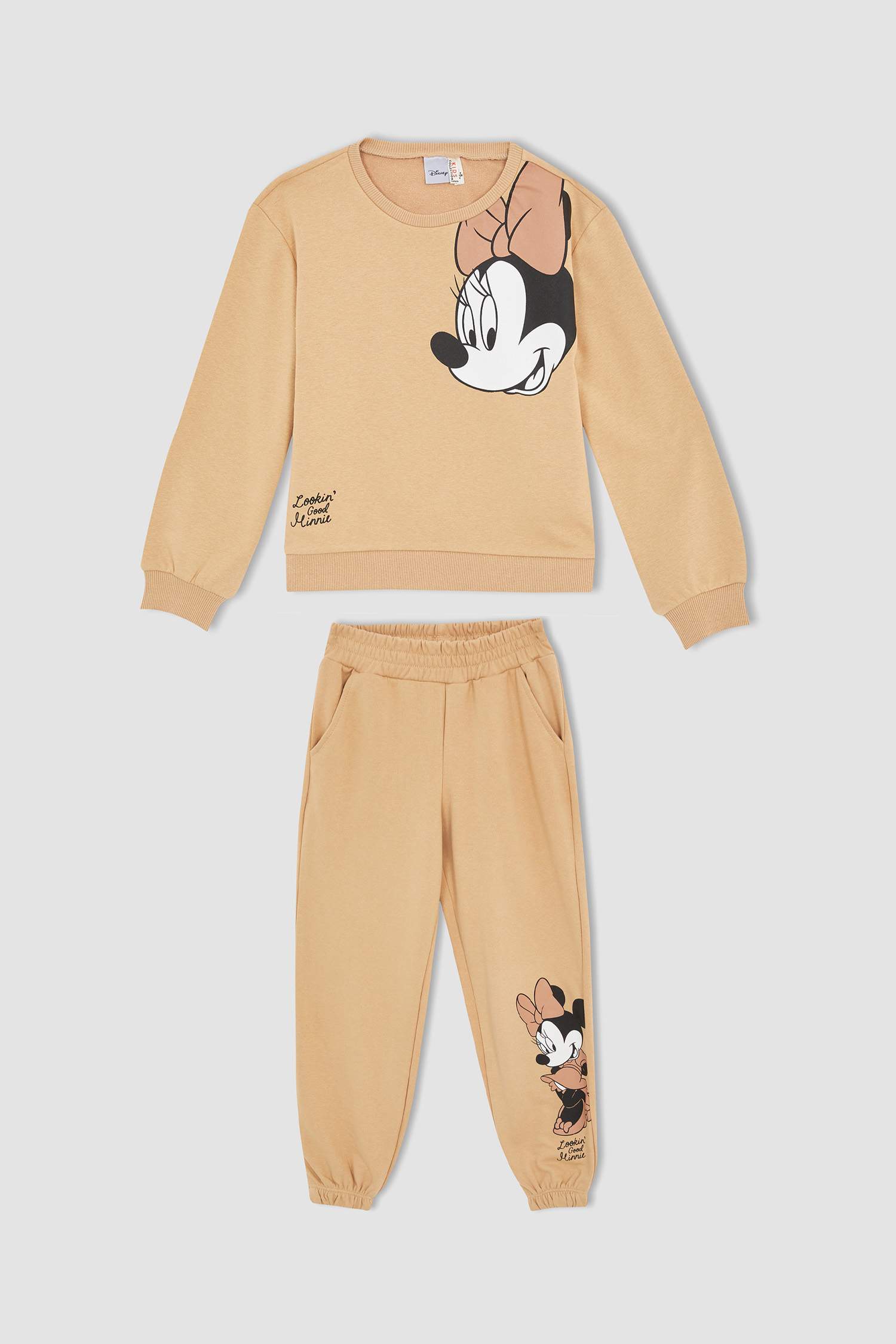 Kız Çocuk Disney Mickey & Minnie Lisanslı Bisiklet Yaka 2'li Takım