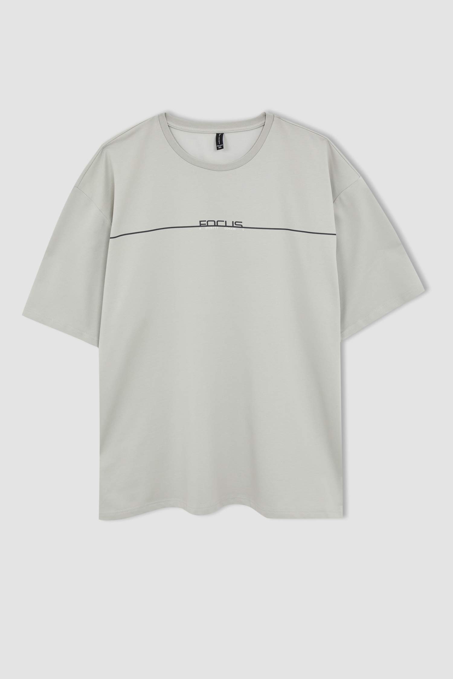 Oversize Fit Bisiklet Yaka Baskılı Kısa Kollu Spor Tişört