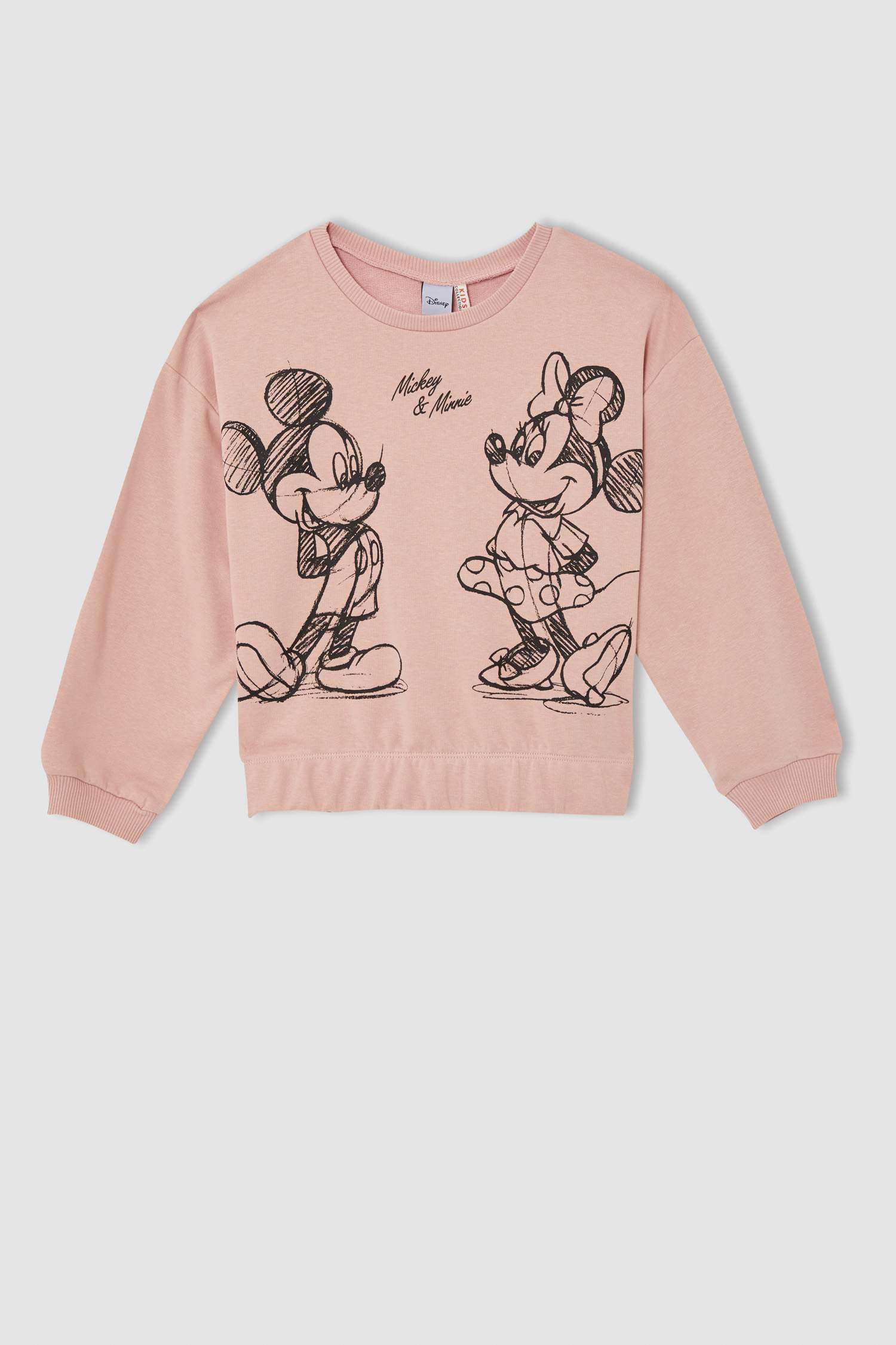 Kız Çocuk Disney Mickey & Minnie Lisanslıı Bisiklet Yaka Uzun Kollu 2'li Takım