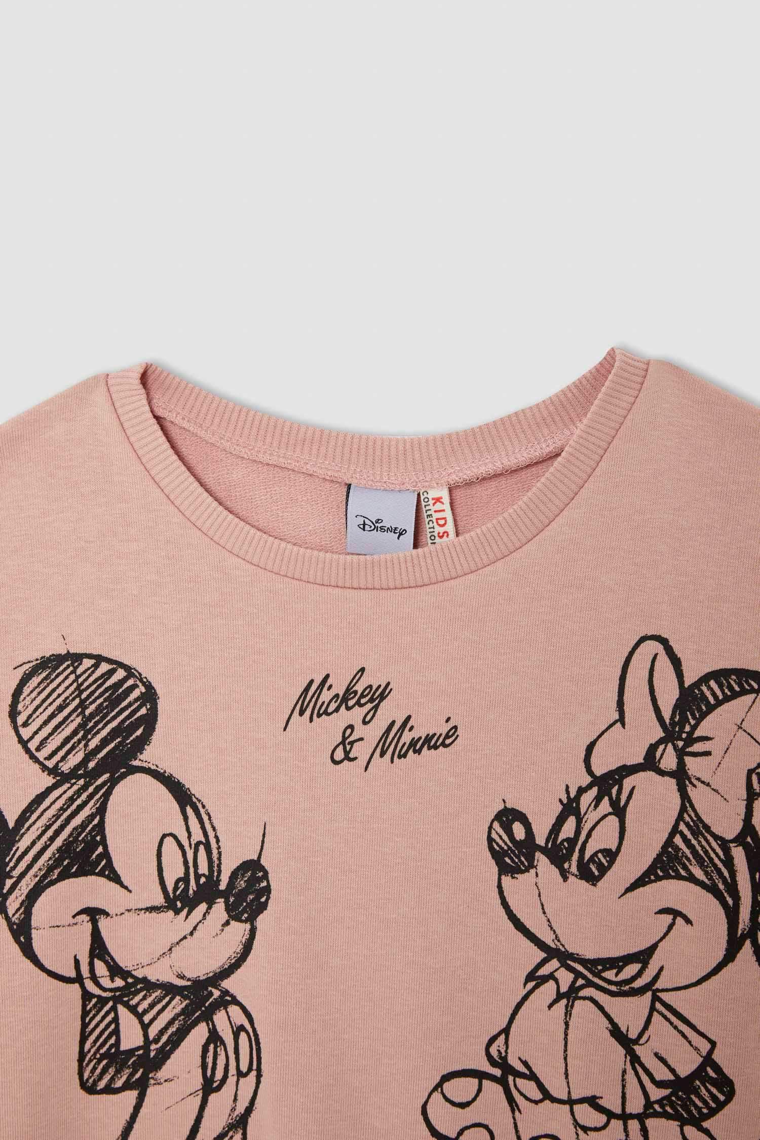 Kız Çocuk Disney Mickey & Minnie Lisanslıı Bisiklet Yaka Uzun Kollu 2'li Takım