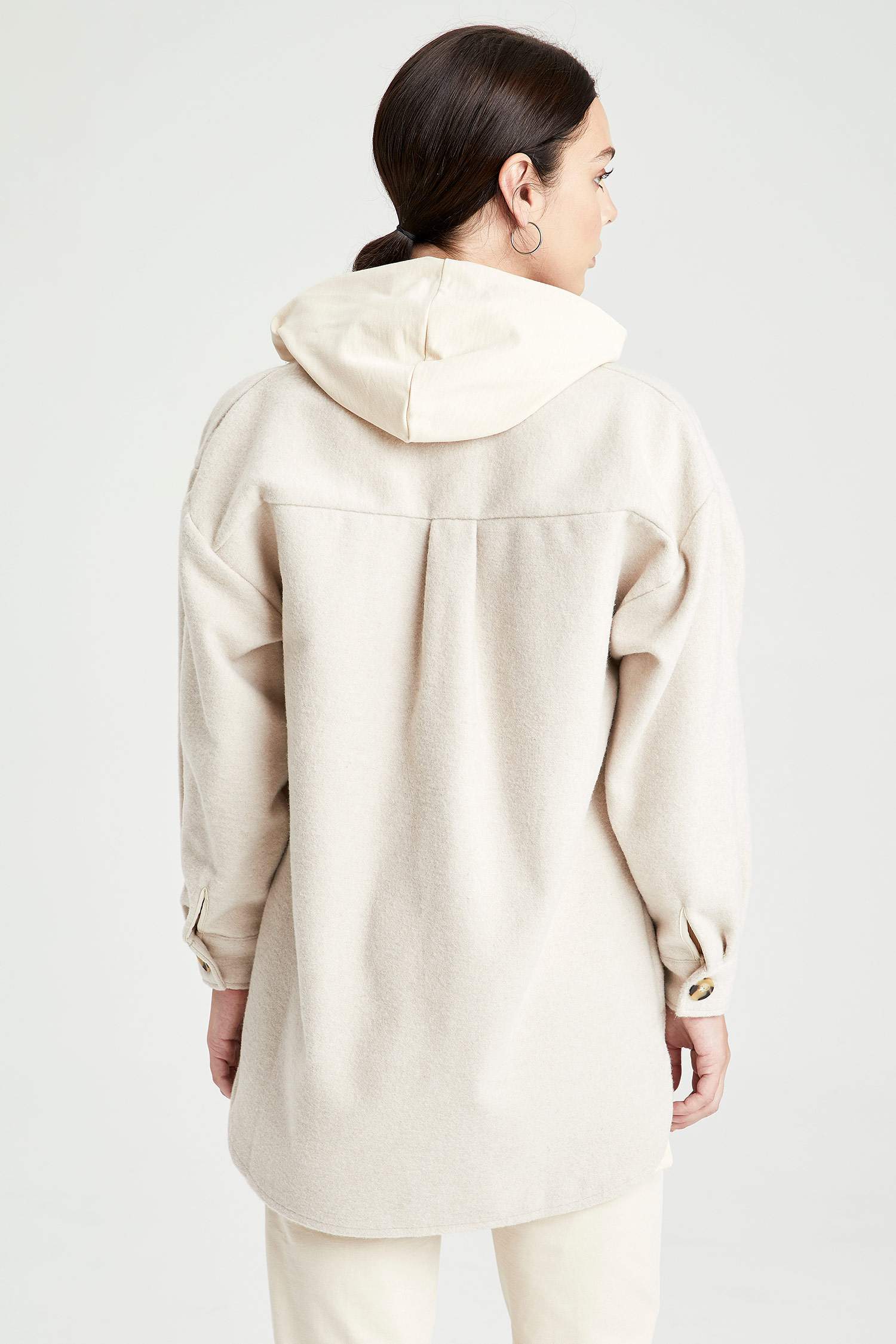 Oversize Fit Gömlek Yaka Oduncu Gömlek Ceket
