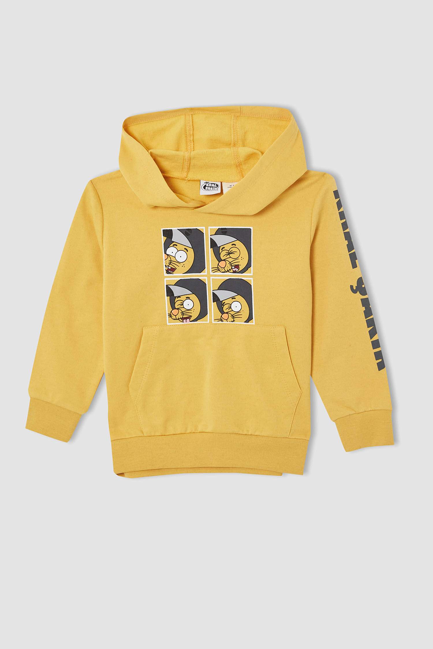 Erkek Çocuk Kral Şakir Lisanslı Regular Fit Kapüşonlu Kanguru Cepli İçi Yumuşak Tüylü Sweatshirt