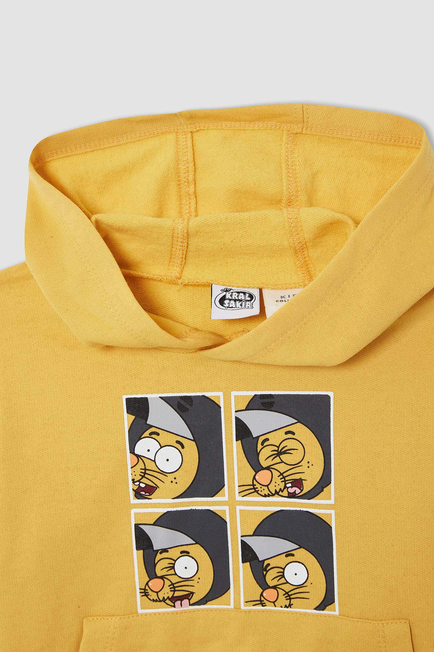 Erkek Çocuk Kral Şakir Lisanslı Regular Fit Kapüşonlu Kanguru Cepli İçi Yumuşak Tüylü Sweatshirt