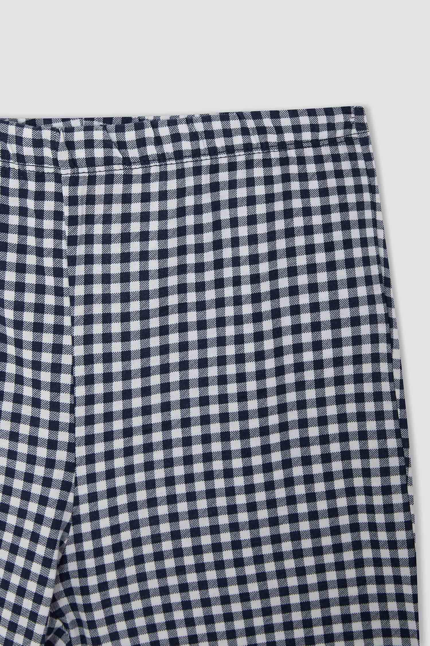 Erkek Çocuk Snoopy Lisanslıı Kareli Pamuklu Uzun Kollu Pijama Takımı
