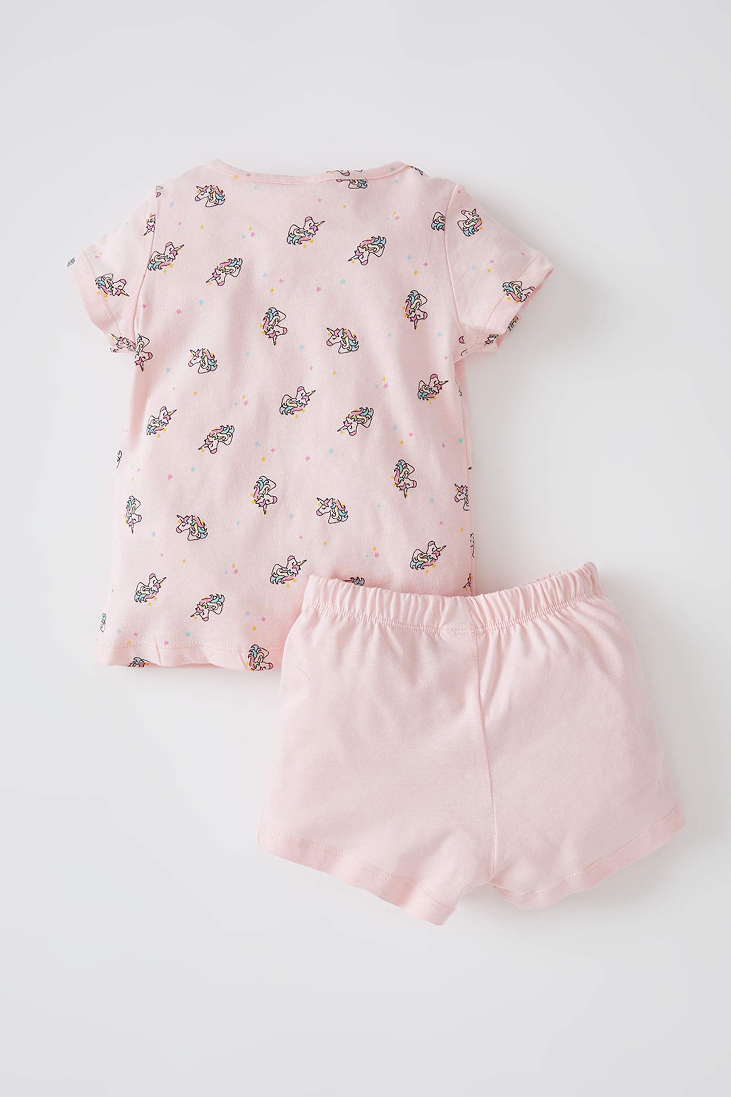 Kız Bebek Unicorn Desenliı Kısa Kollu Pamuklu Pijama Takımı