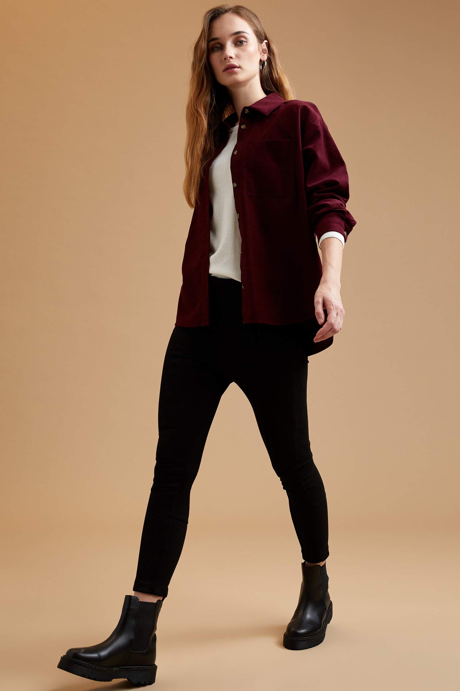 Slim Fit Süet Tayt