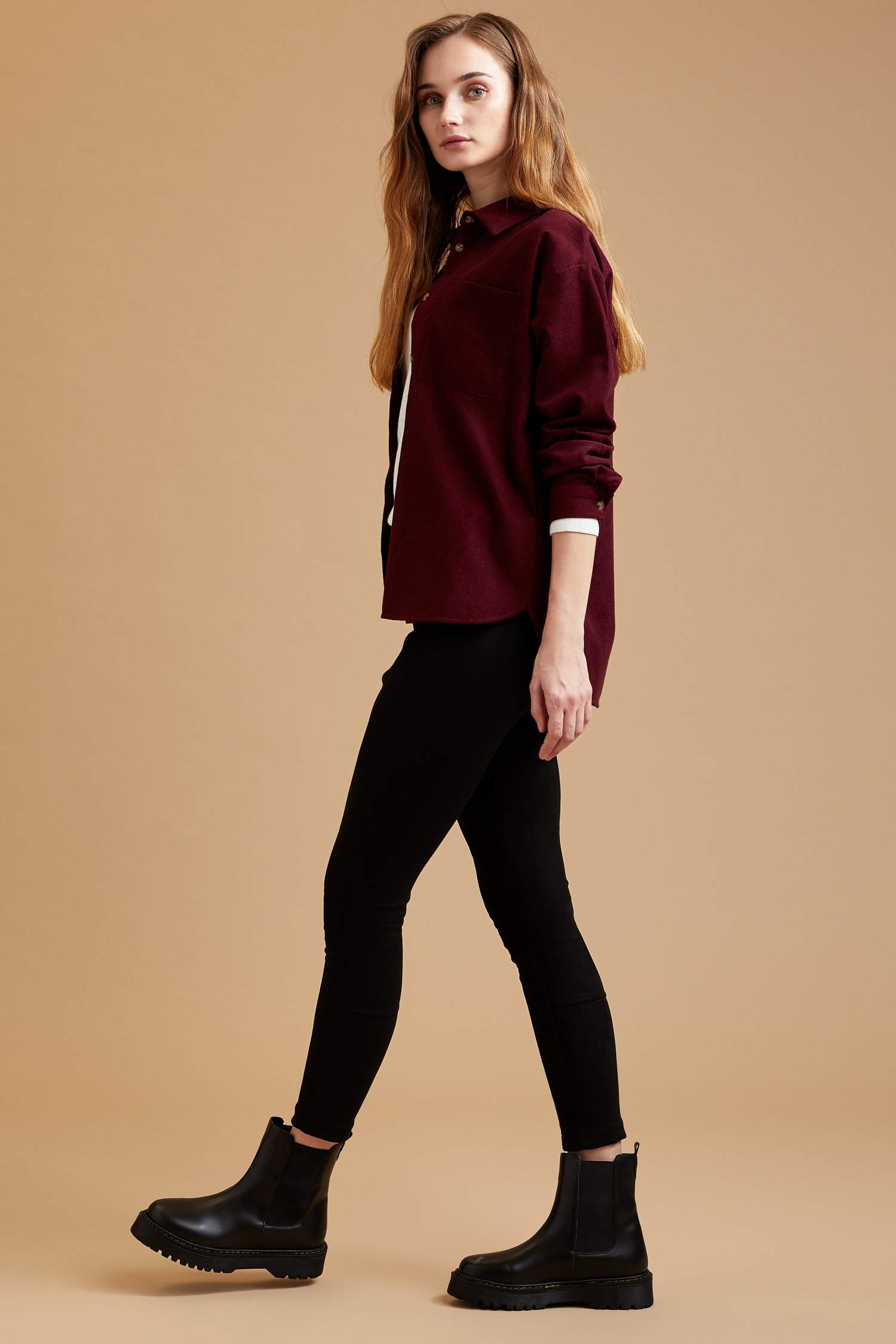 Slim Fit Süet Tayt