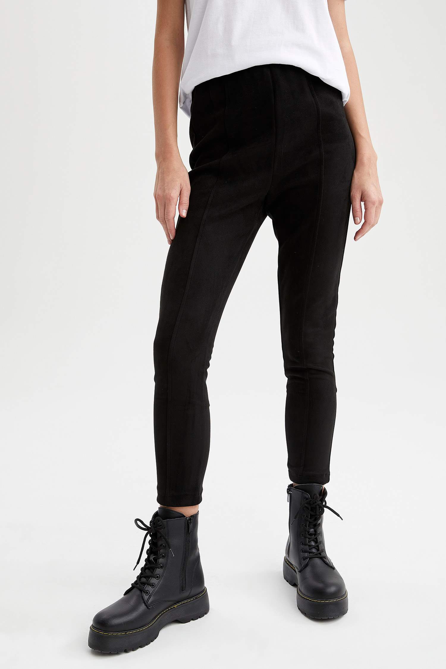 Slim Fit Süet Tayt