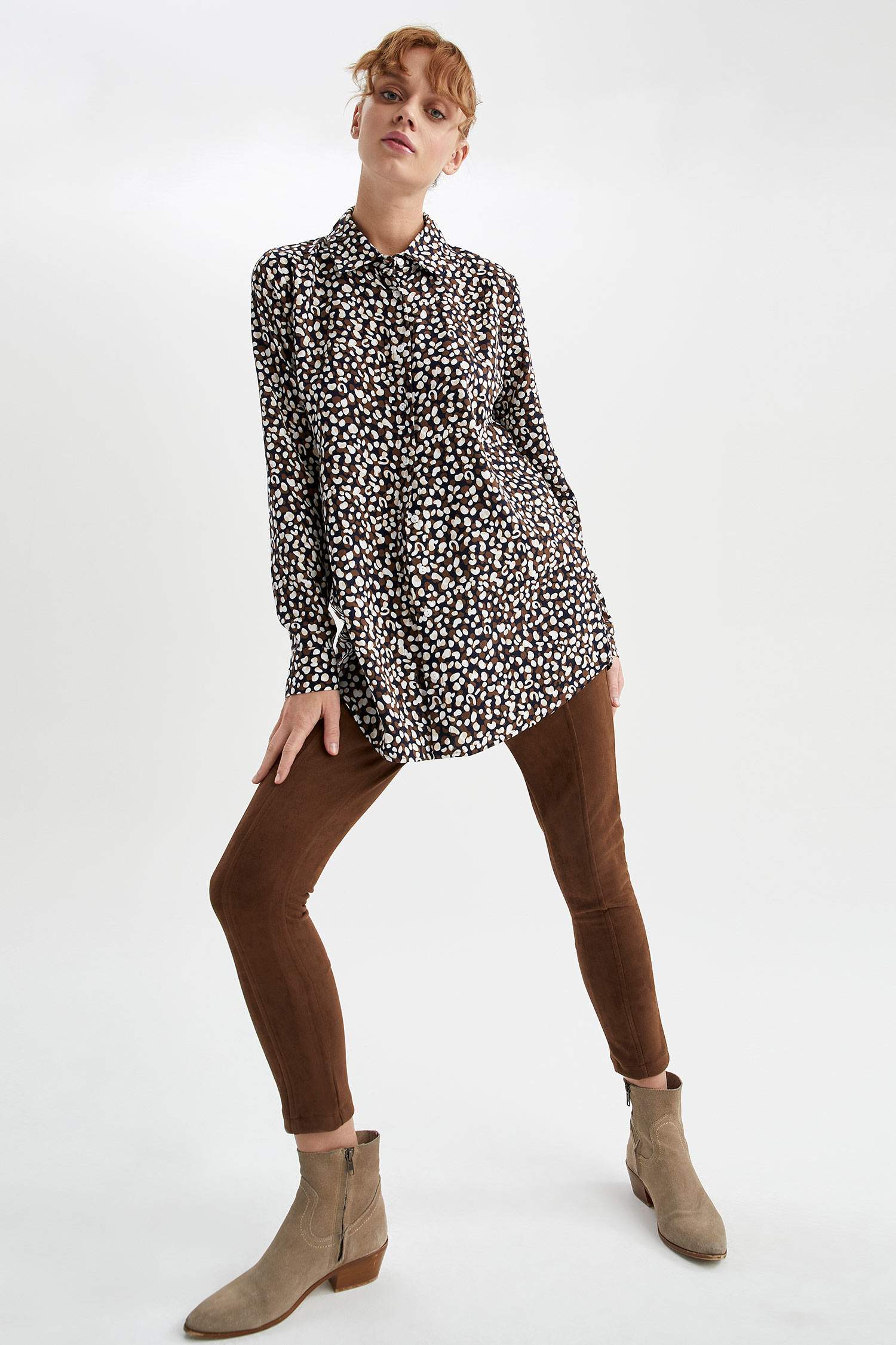 Slim Fit Süet Tayt