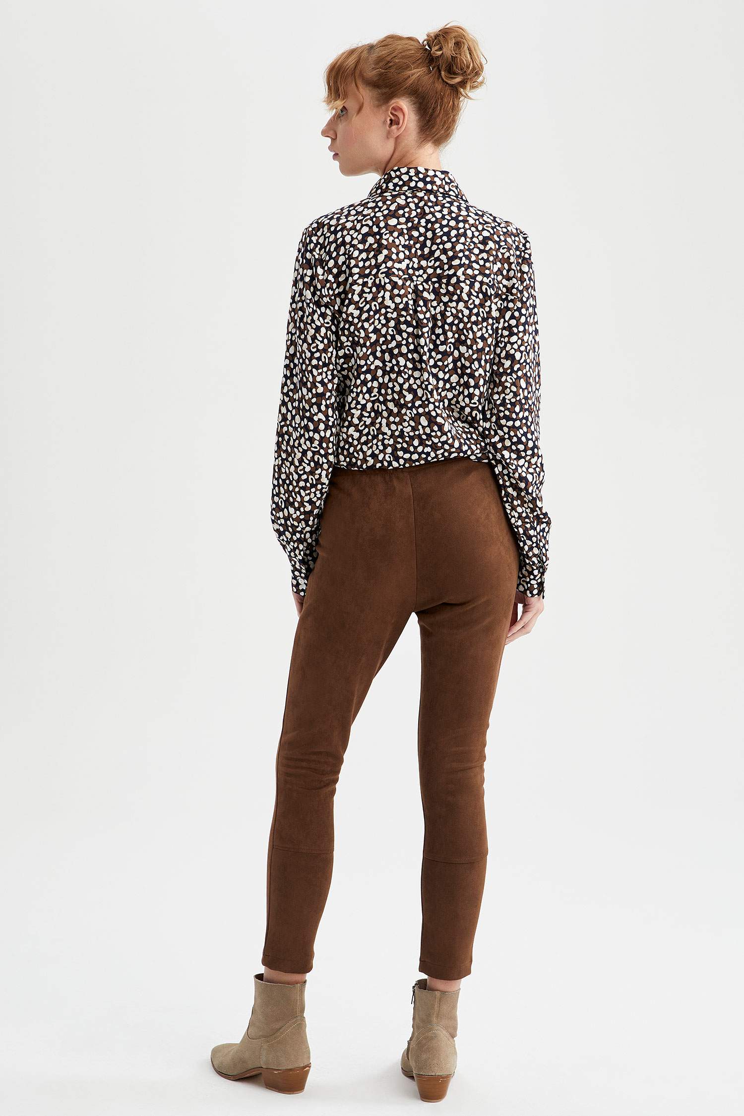 Slim Fit Süet Tayt