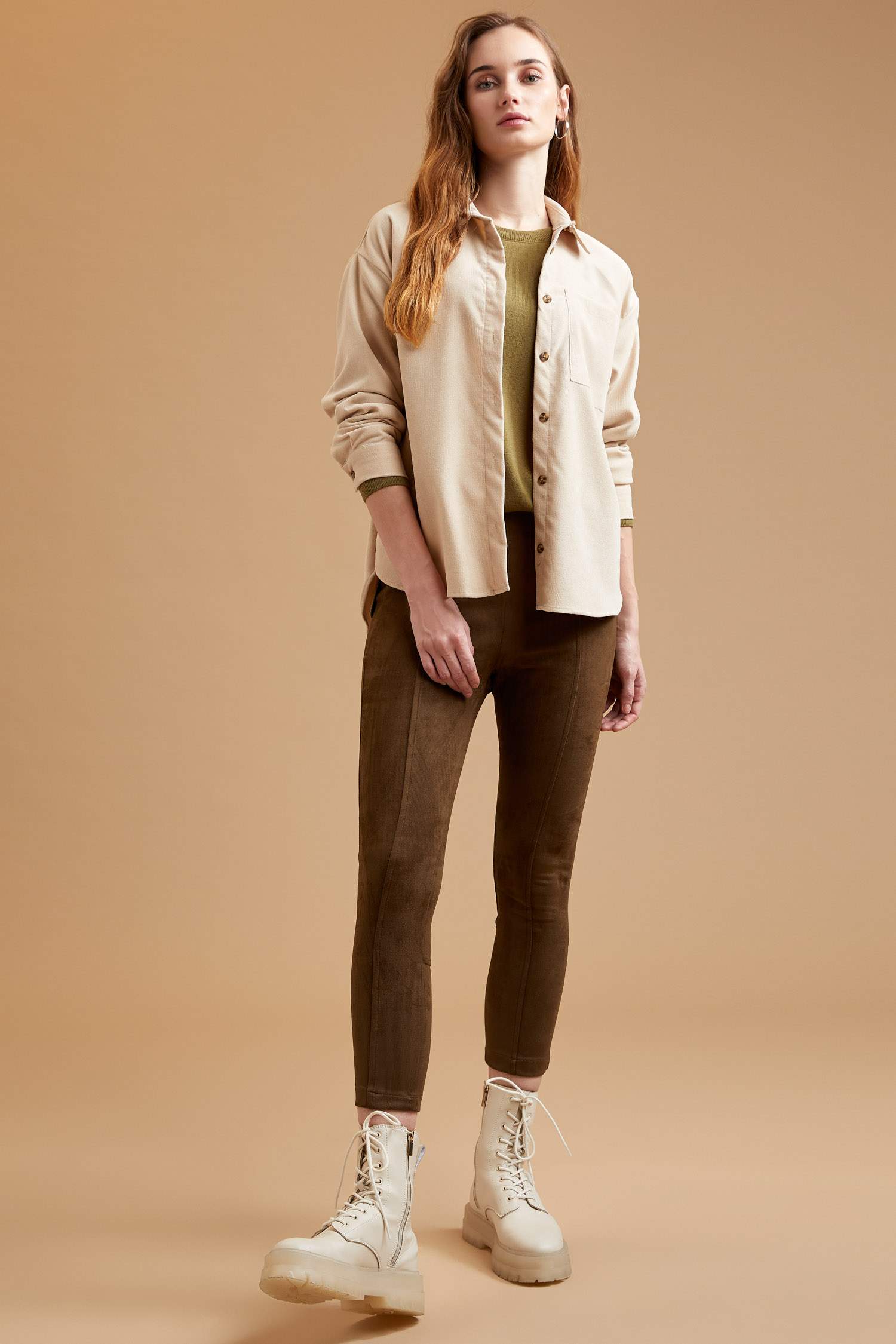 Slim Fit Süet Tayt