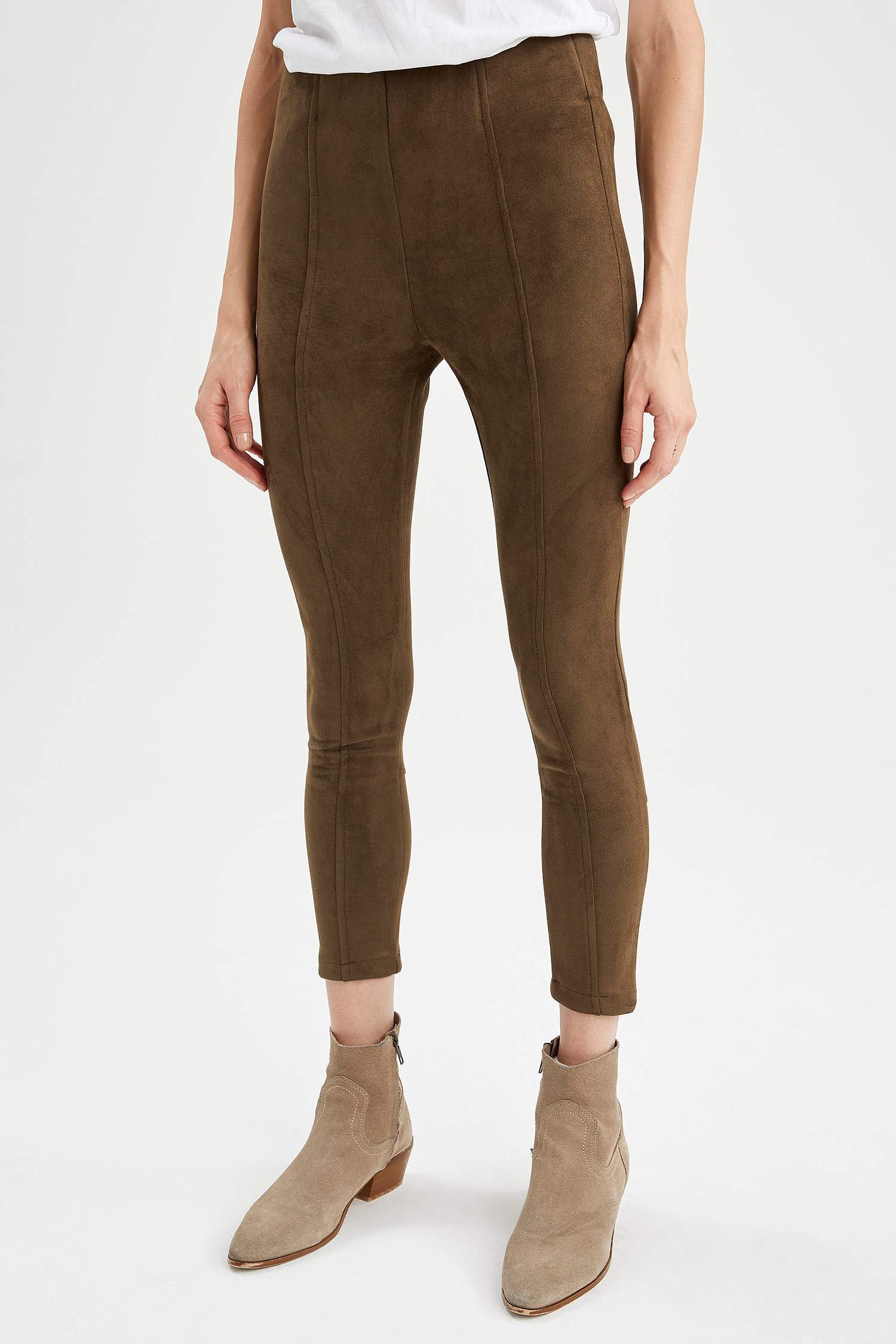 Slim Fit Süet Tayt