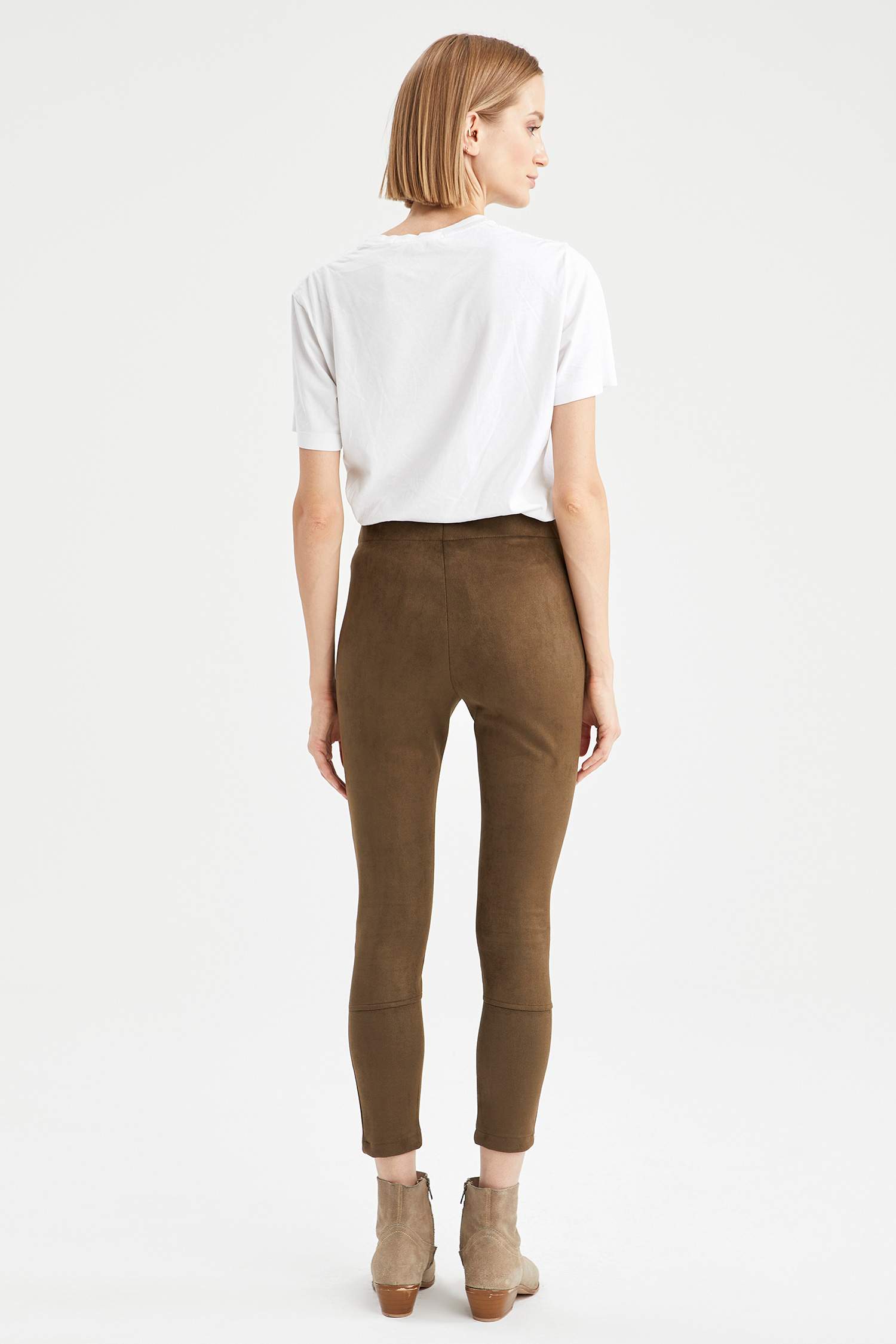 Slim Fit Süet Tayt