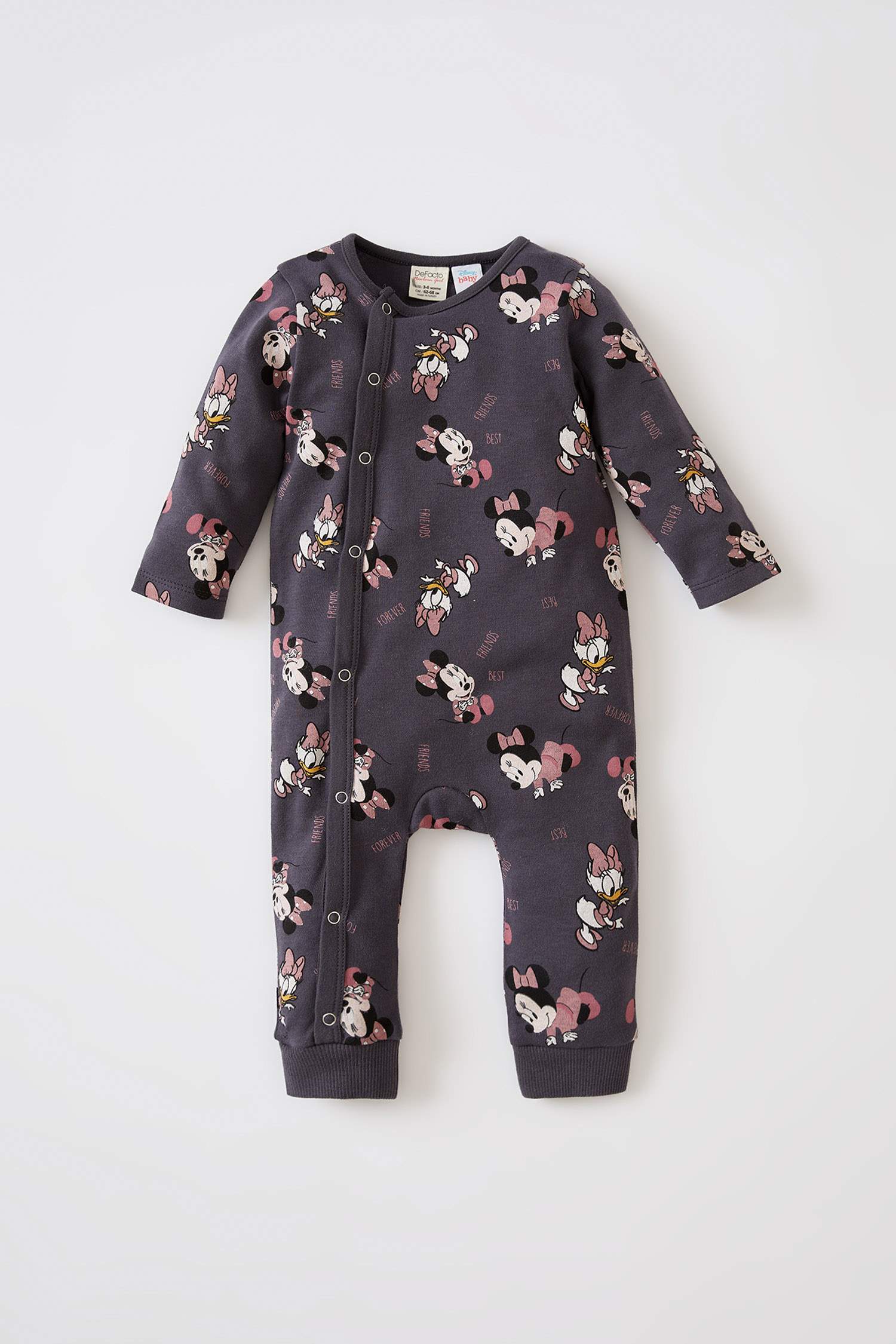 Kız Bebek Minnie Mouse Lisanslı Uzun Kollu Çıtçıtlı Pamuklu Tulum
