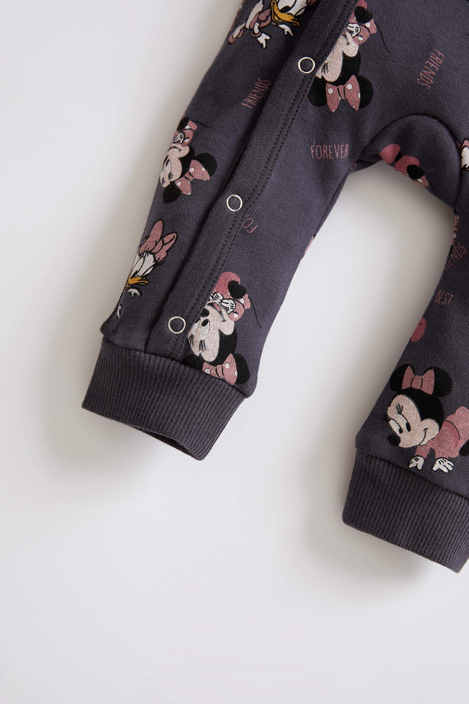 Kız Bebek Minnie Mouse Lisanslı Uzun Kollu Çıtçıtlı Pamuklu Tulum