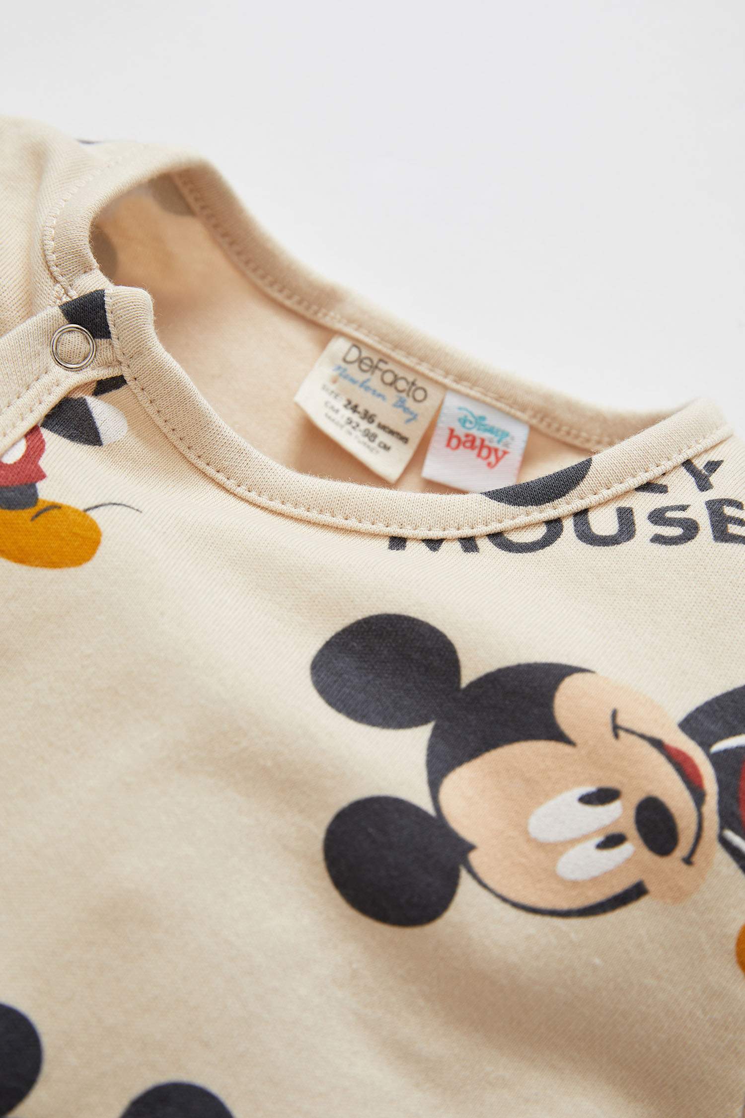 Erkek Bebek Mickey Mouse Lisanslı Uzun Kollu Yeni Doğan Çıtçıtlı Pamuklu Tulum