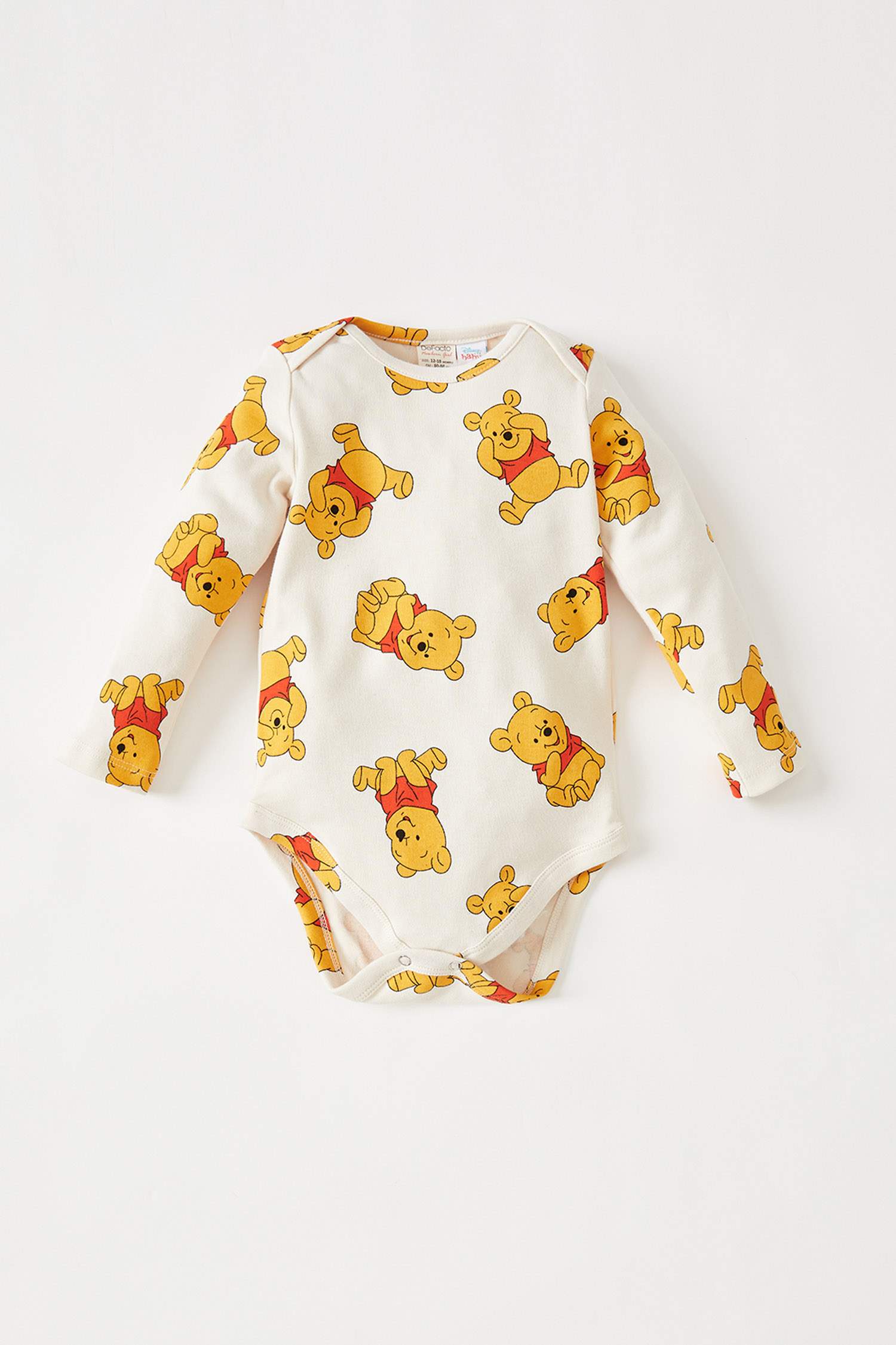 Erkek Bebek Winnie The Pooh Lisanslı Uzun Kollu Pamuklu Yeni Doğan Çıtçıtlı Body