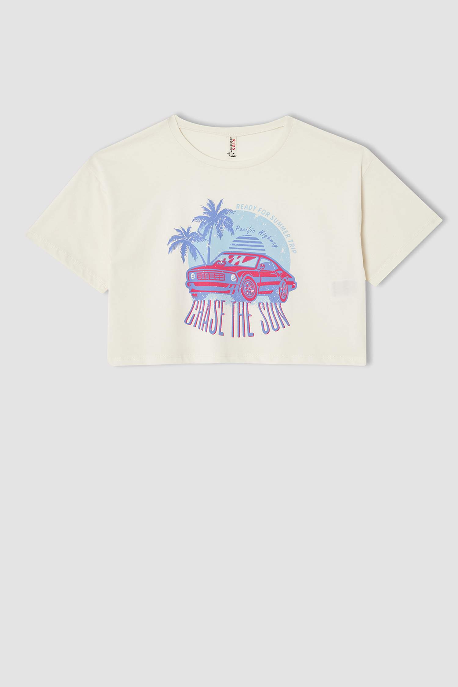 Kız Çocuk Baskılı Kısa Kollu Crop Tişört
