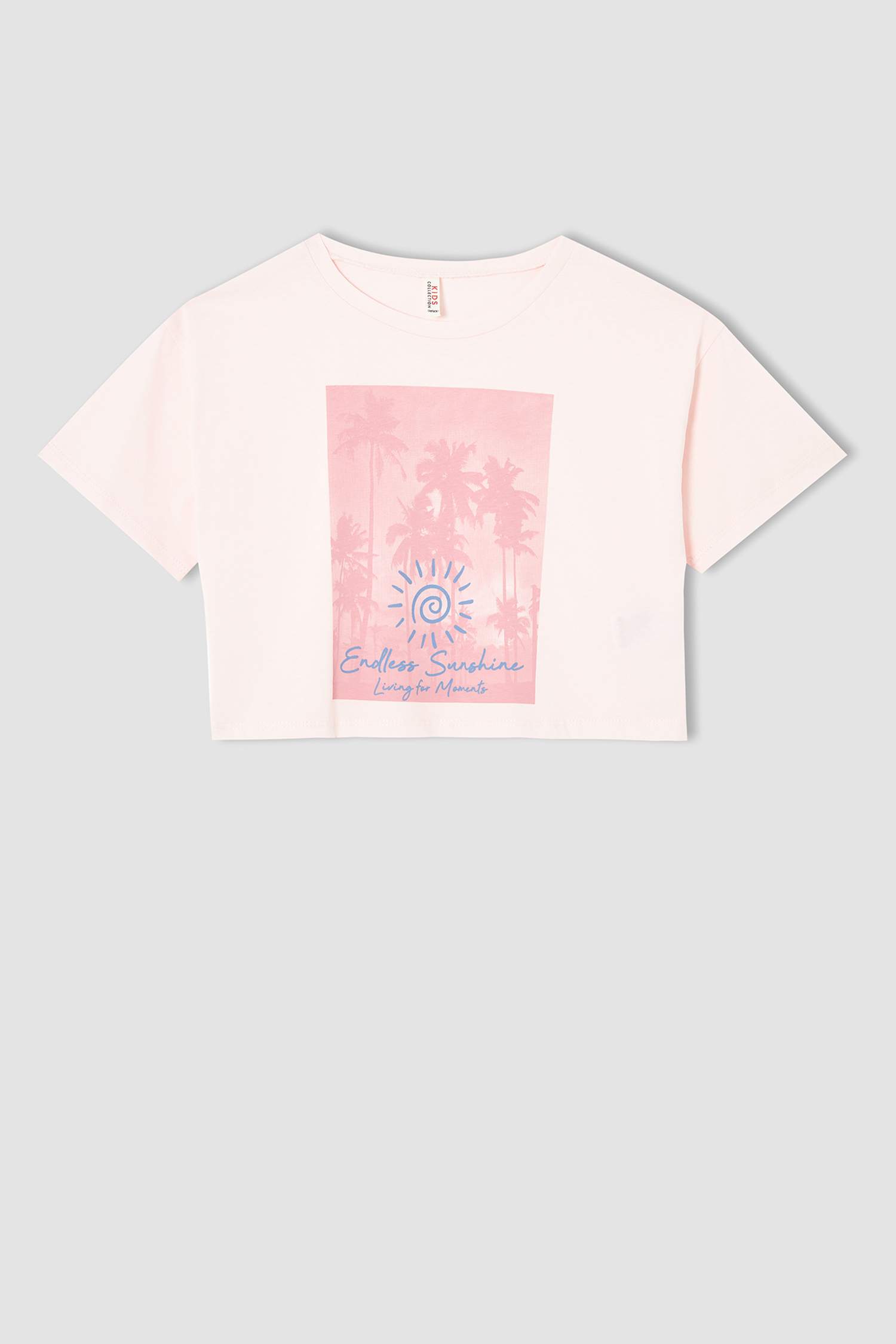 Kız Çocuk Baskılı Kısa Kollu Crop Tişört