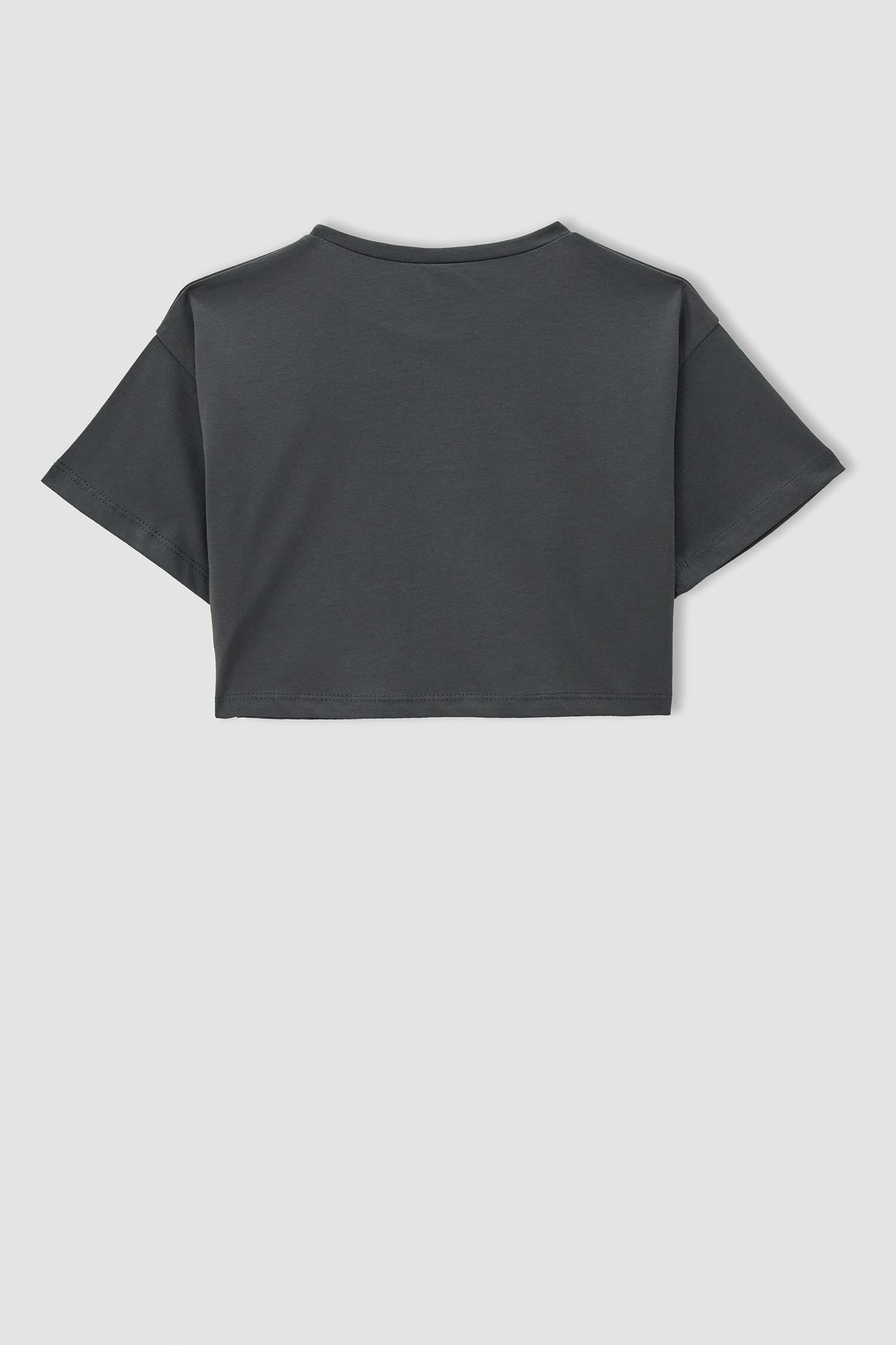 Kız Çocuk Relax Fit Baskılı Crop Kısa Kollu Tişört