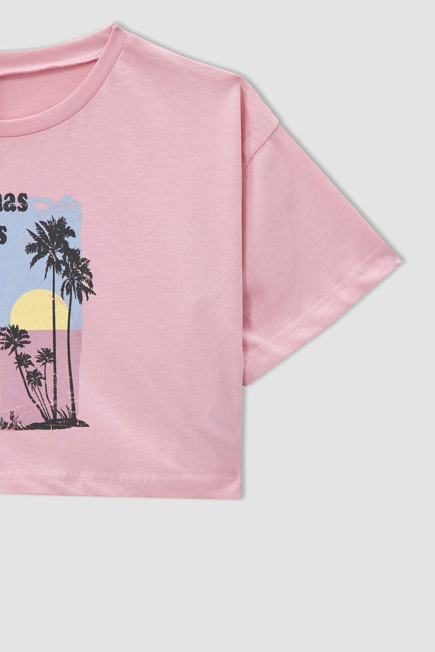 Kız Çocuk Relax Fit Crop Kısa Kollu Tişört