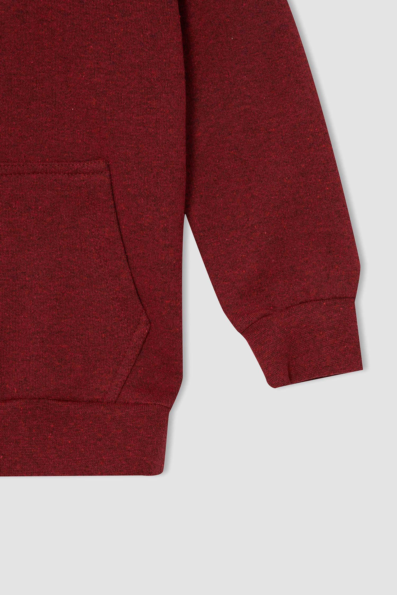 Erkek Çocuk Regular Fit Kapüşonlu Kanguru Cepli İçi Yumuşak Tüylü Sweat Hırka